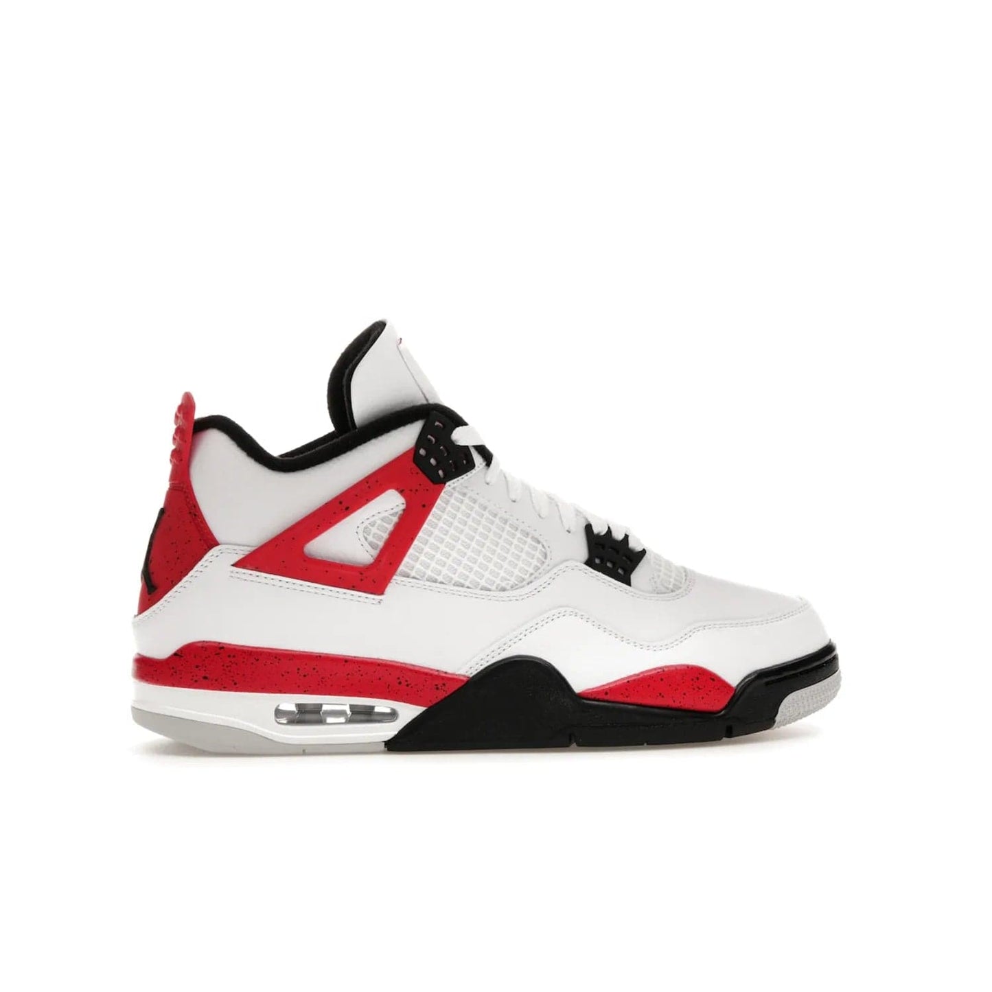 Jordan 4 Retro Red Cement - Image 36 - Only at www.BallersClubKickz.com - Iconic Jordan silhouette with a unique twist. White premium leather uppers with fire red and black detailing. Black, white, and fire red midsole with mesh detailing and Jumpman logo. Jordan 4 Retro Red Cement released with premium price.