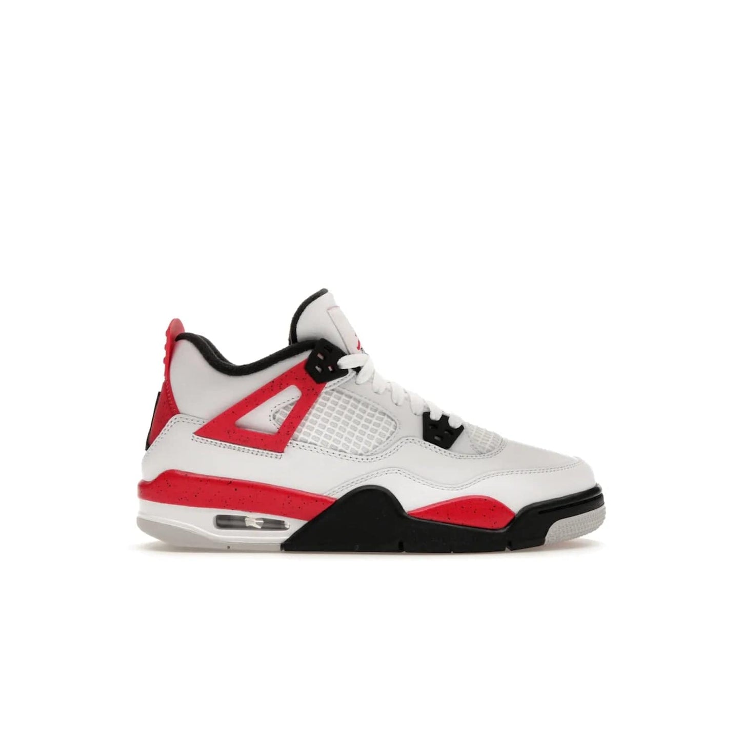 Jordan 4 Retro Red Cement (GS) - Image 1 - Only at www.BallersClubKickz.com - The Jordan 4 Retro ‘Red Cement’ mixes iconic style with modern grace. Featuring a mix of White, Fire Red, Black, and Neutral Grey, these timeless kicks drop mid-September 2023.