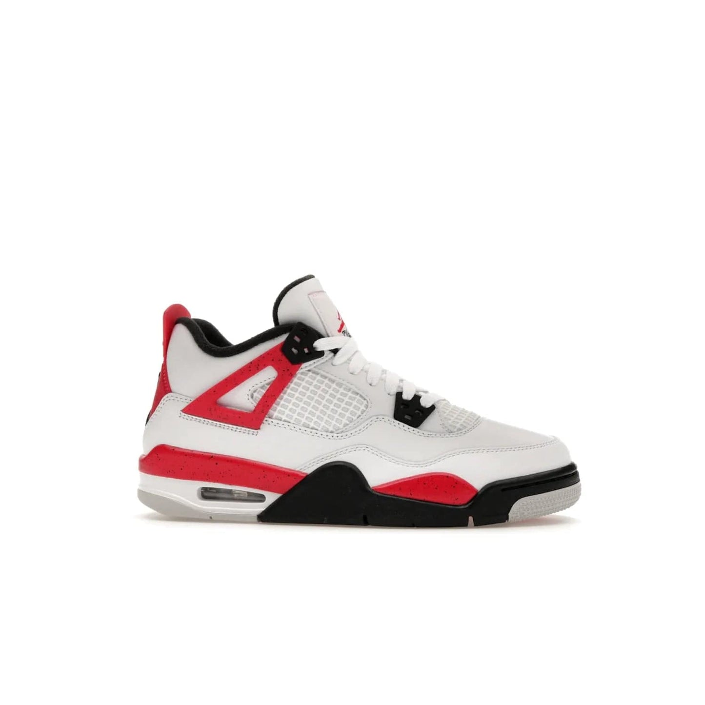 Jordan 4 Retro Red Cement (GS) - Image 2 - Only at www.BallersClubKickz.com - The Jordan 4 Retro ‘Red Cement’ mixes iconic style with modern grace. Featuring a mix of White, Fire Red, Black, and Neutral Grey, these timeless kicks drop mid-September 2023.