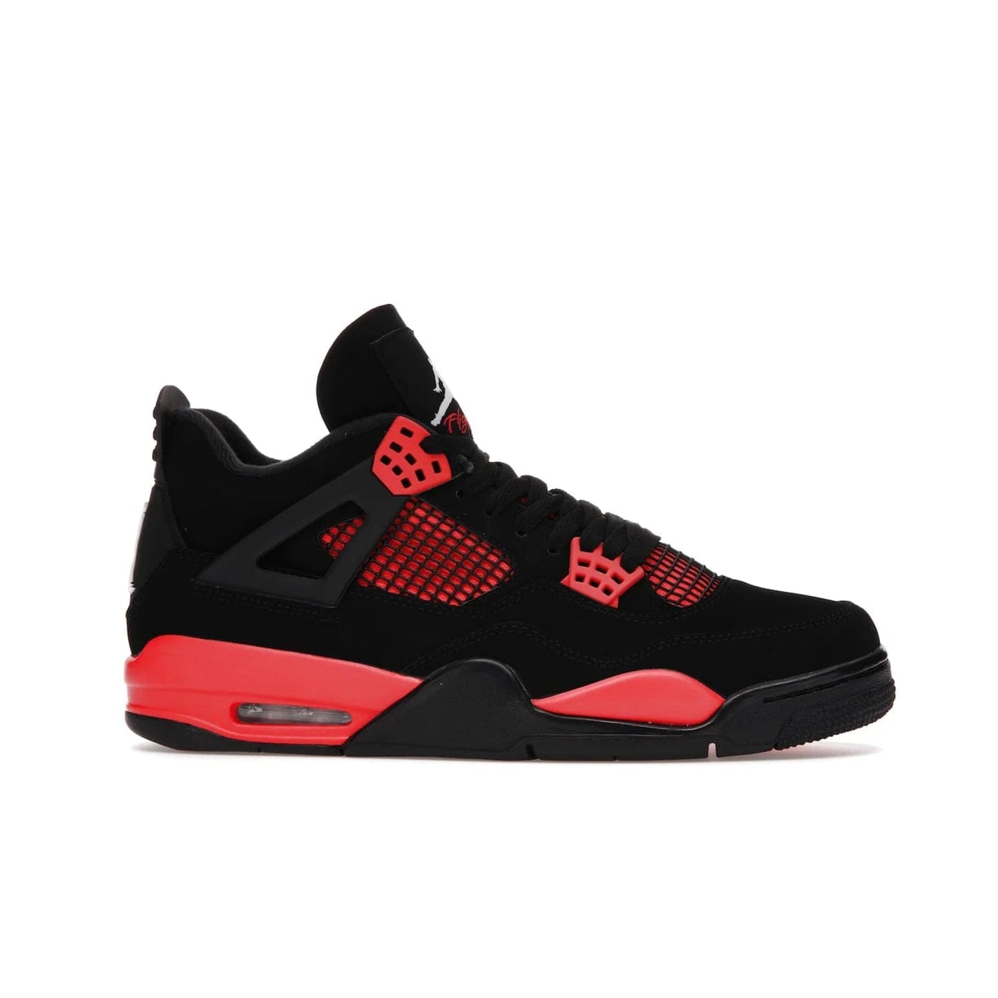 Jordan 4 Retro Red Thunder - Image 2 - Only at www.BallersClubKickz.com - Upscale your footwear with the Air Jordan 4 Retro Red Thunder. Featuring a Durabuck upper, red underlays, signature Flight patch, and vibrant red midsole, this retro sneaker adds style and edge. Releases in January 2022.
