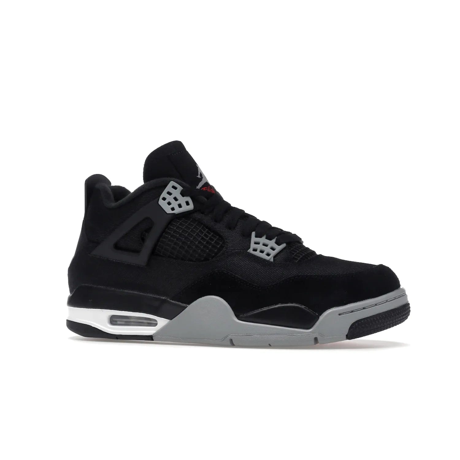 Jordan 4 Retro SE Black Canvas - Image 3 - Only at www.BallersClubKickz.com - The Air Jordan 4 Retro SE Black Canvas brings timeless style and modern luxury. Classic mid-top sneaker in black canvas and grey suede with tonal Jumpman logo, Flight logo and polyurethane midsole with visible Air-sole cushioning. Refresh your sneaker collection and rock the Air Jordan 4 Retro SE Black Canvas.