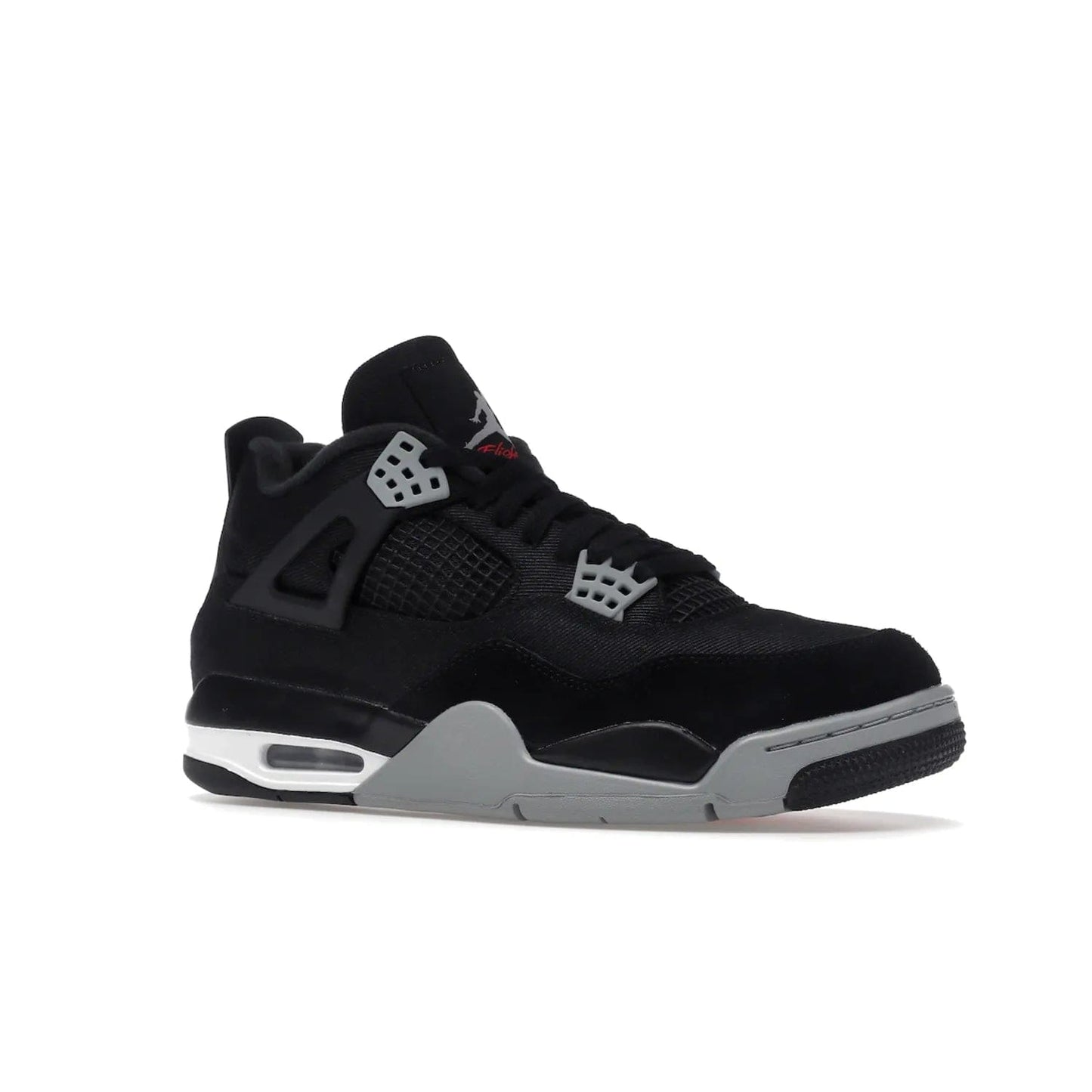Jordan 4 Retro SE Black Canvas - Image 4 - Only at www.BallersClubKickz.com - The Air Jordan 4 Retro SE Black Canvas brings timeless style and modern luxury. Classic mid-top sneaker in black canvas and grey suede with tonal Jumpman logo, Flight logo and polyurethane midsole with visible Air-sole cushioning. Refresh your sneaker collection and rock the Air Jordan 4 Retro SE Black Canvas.