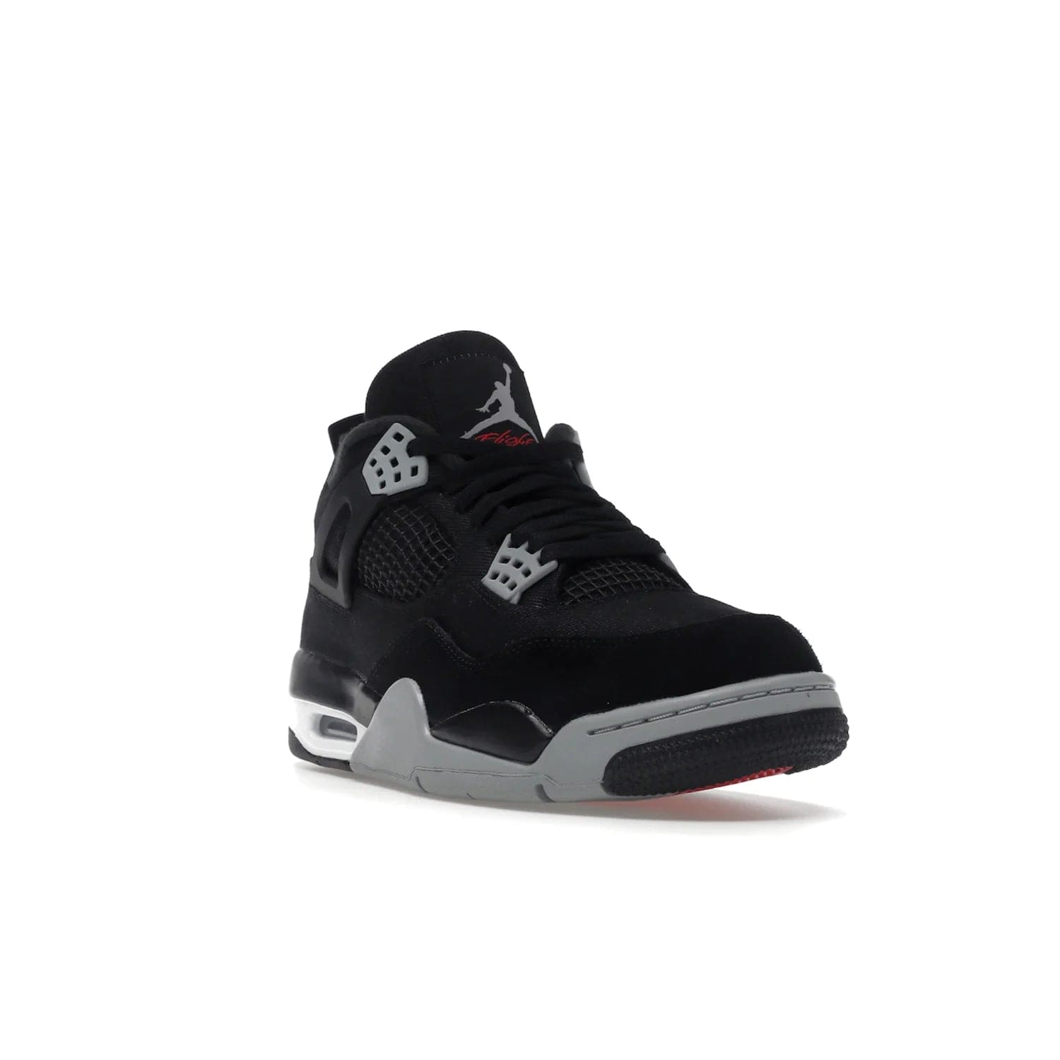 Jordan 4 Retro SE Black Canvas - Image 7 - Only at www.BallersClubKickz.com - The Air Jordan 4 Retro SE Black Canvas brings timeless style and modern luxury. Classic mid-top sneaker in black canvas and grey suede with tonal Jumpman logo, Flight logo and polyurethane midsole with visible Air-sole cushioning. Refresh your sneaker collection and rock the Air Jordan 4 Retro SE Black Canvas.