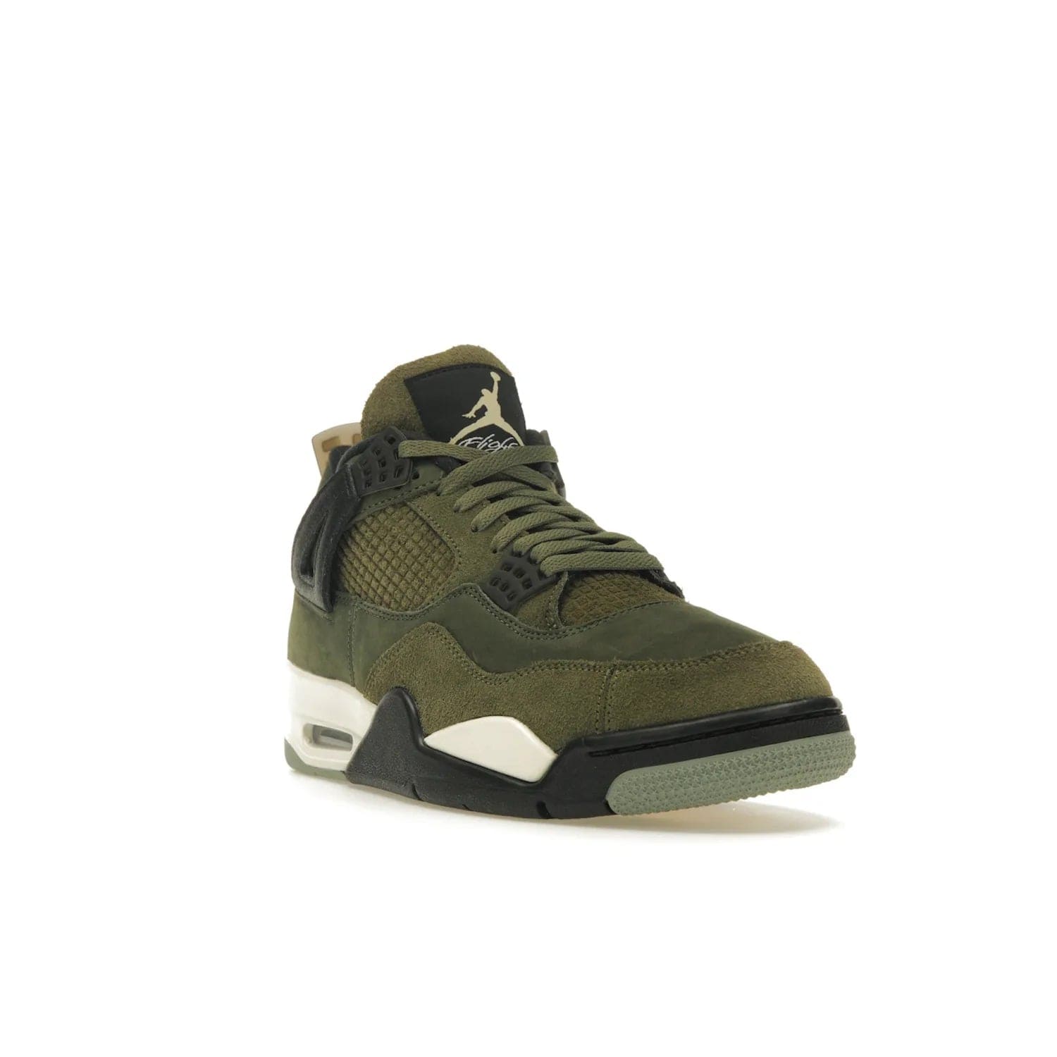 Jordan 4 Retro SE Craft Medium Olive - Image 7 - Only at www.BallersClubKickz.com - Grab the Jordan 4 Retro SE Crafts for a unique style. Combines Medium Olive, Pale Vanilla, Khaki, Black and Sail, with same classic shape, cushioning, and rubber outsole. Available on November 18th!