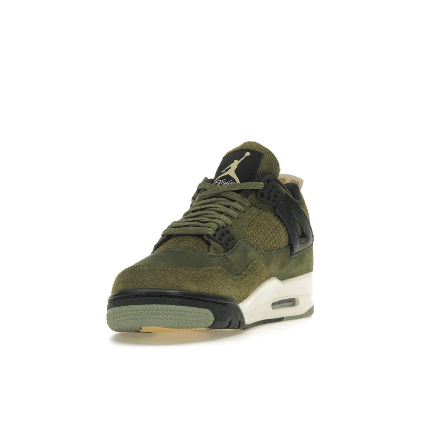 Jordan 4 Retro SE Craft Medium Olive - Image 13 - Only at www.BallersClubKickz.com - Grab the Jordan 4 Retro SE Crafts for a unique style. Combines Medium Olive, Pale Vanilla, Khaki, Black and Sail, with same classic shape, cushioning, and rubber outsole. Available on November 18th!