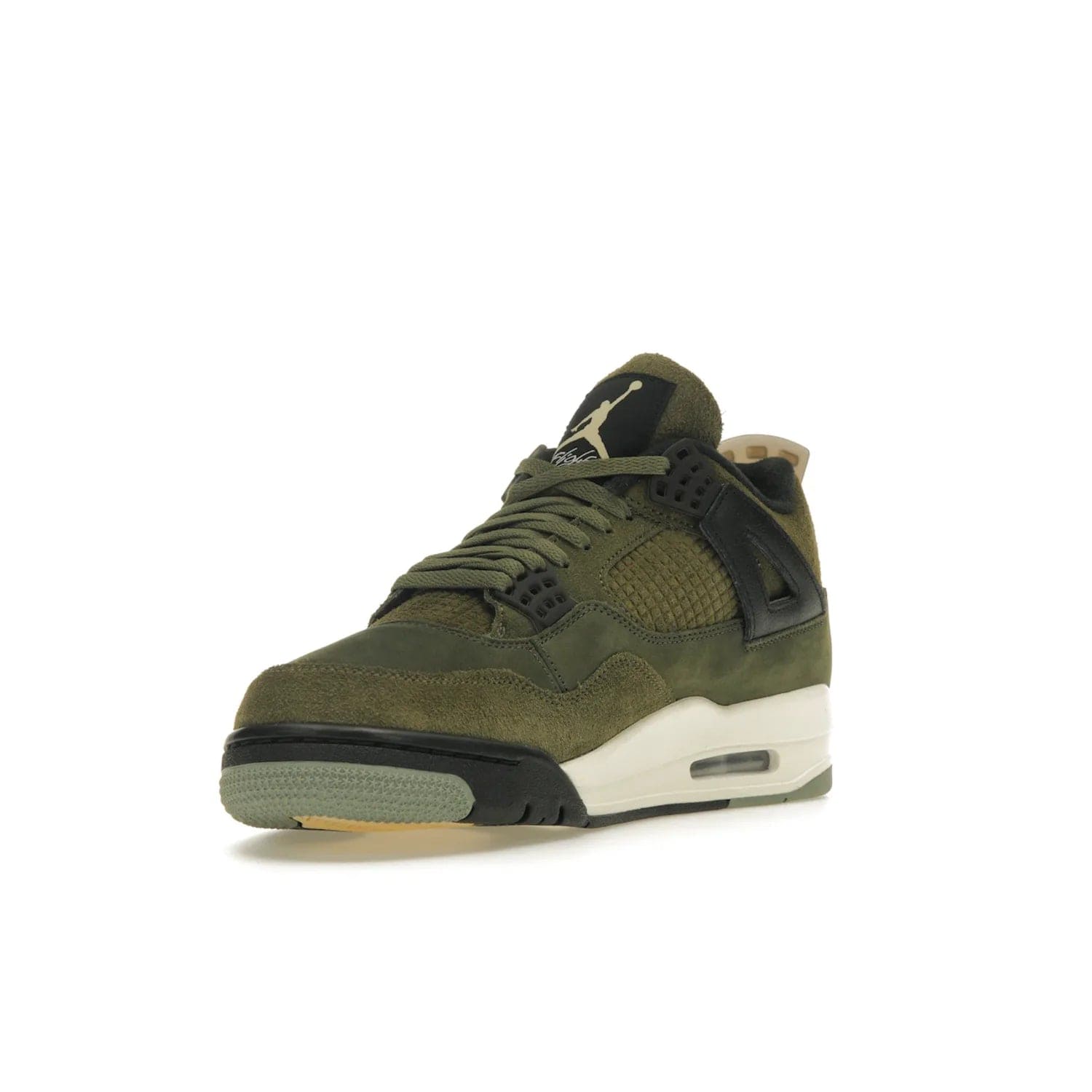 Jordan 4 Retro SE Craft Medium Olive - Image 14 - Only at www.BallersClubKickz.com - Grab the Jordan 4 Retro SE Crafts for a unique style. Combines Medium Olive, Pale Vanilla, Khaki, Black and Sail, with same classic shape, cushioning, and rubber outsole. Available on November 18th!
