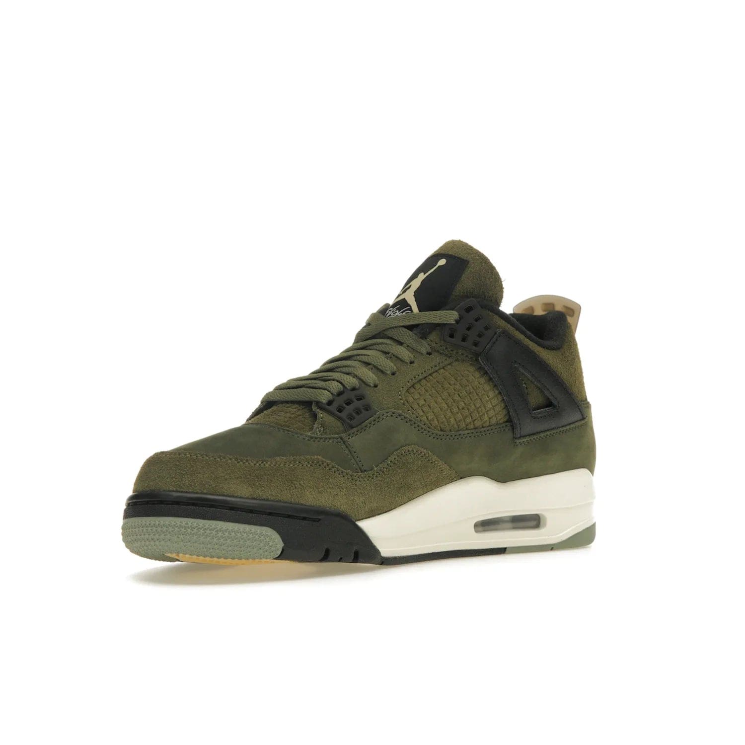 Jordan 4 Retro SE Craft Medium Olive - Image 15 - Only at www.BallersClubKickz.com - Grab the Jordan 4 Retro SE Crafts for a unique style. Combines Medium Olive, Pale Vanilla, Khaki, Black and Sail, with same classic shape, cushioning, and rubber outsole. Available on November 18th!