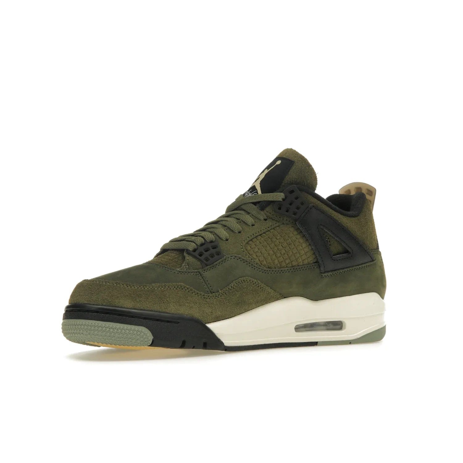 Jordan 4 Retro SE Craft Medium Olive - Image 16 - Only at www.BallersClubKickz.com - Grab the Jordan 4 Retro SE Crafts for a unique style. Combines Medium Olive, Pale Vanilla, Khaki, Black and Sail, with same classic shape, cushioning, and rubber outsole. Available on November 18th!