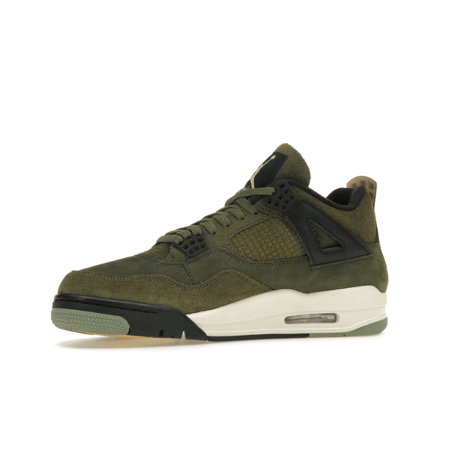Jordan 4 Retro SE Craft Medium Olive - Image 17 - Only at www.BallersClubKickz.com - Grab the Jordan 4 Retro SE Crafts for a unique style. Combines Medium Olive, Pale Vanilla, Khaki, Black and Sail, with same classic shape, cushioning, and rubber outsole. Available on November 18th!
