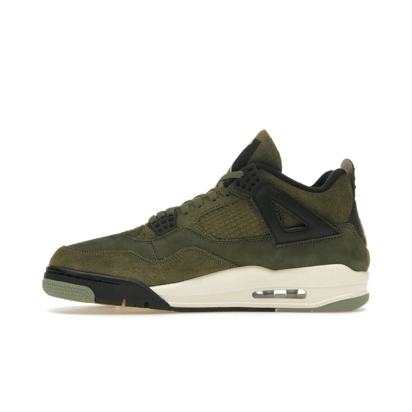 Jordan 4 Retro SE Craft Medium Olive - Image 19 - Only at www.BallersClubKickz.com - Grab the Jordan 4 Retro SE Crafts for a unique style. Combines Medium Olive, Pale Vanilla, Khaki, Black and Sail, with same classic shape, cushioning, and rubber outsole. Available on November 18th!