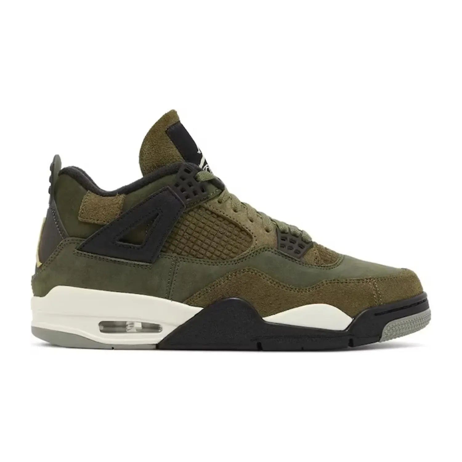 Jordan 4 Retro SE Craft Medium Olive (PS) - Image 1 - Only at www.BallersClubKickz.com - Refresh your style with the Jordan 4 Retro SE Craft Medium Olive (PS)! This eye-catching shoe offers an stylish Medium Olive/Pale Vanilla/Khaki/Black/Sail colorway with intricate details for a unique look. Get the comfort of traditional Air Jordan cushioning with an enhanced design for extra comfort. Elevate your style with the Jordan 4 Retro SE Craft Medium Olive (PS)!