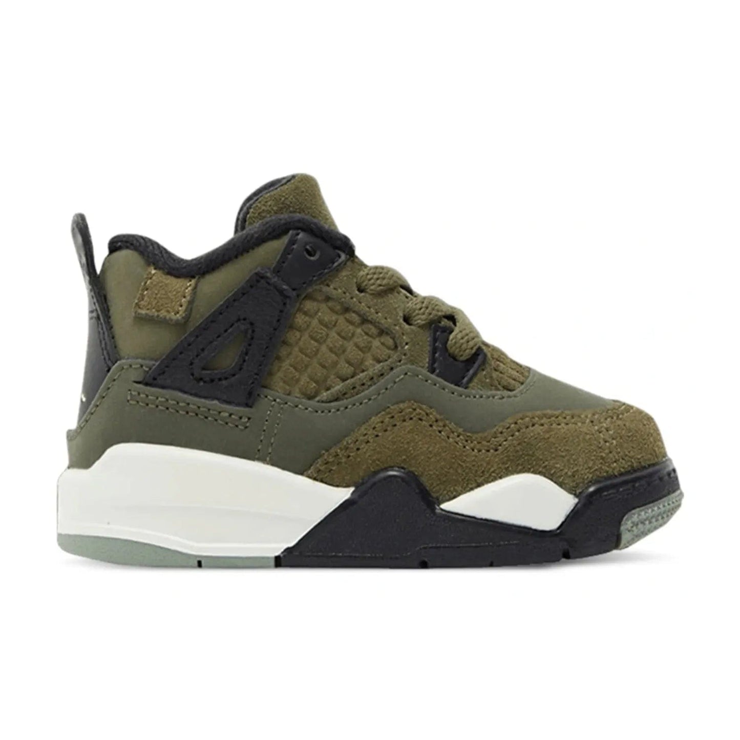 Jordan 4 Retro SE Craft Medium Olive (TD) - Image 1 - Only at www.BallersClubKickz.com - Classic Jordan 4 Retro SE Craft Medium Olive sneaker. Features sleek design, unique colorway of Medium Olive, Pale Vanilla, Khaki, Black & Sail. Perfect for everyday wear. Shop and complete your collection today!