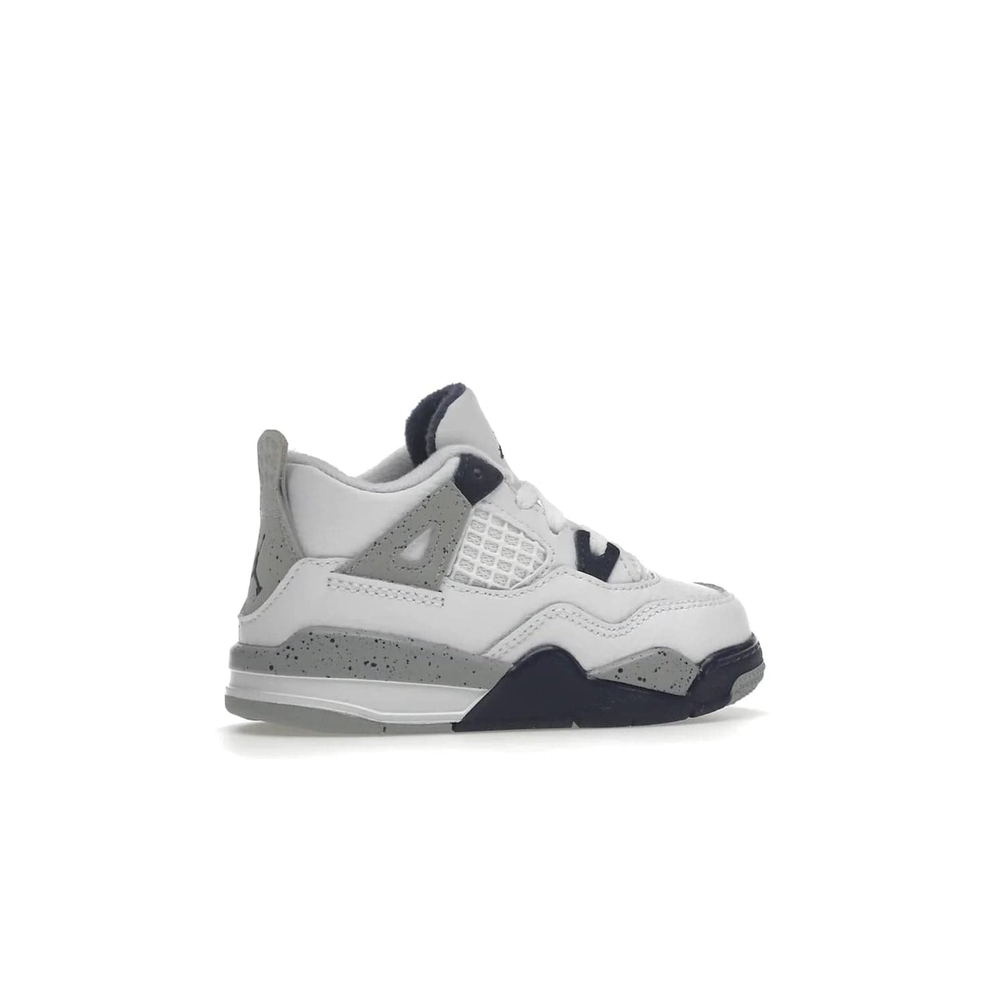 Jordan 4 Retro Midnight Navy (TD) - Image 35 - Only at www.BallersClubKickz.com - Introducing the Jordan 4 Retro Midnight Navy (TD) for kids. White leather upper with navy and grey accents plus fire red detailing. Perfect for everyday wear. Get yours before they sell out.