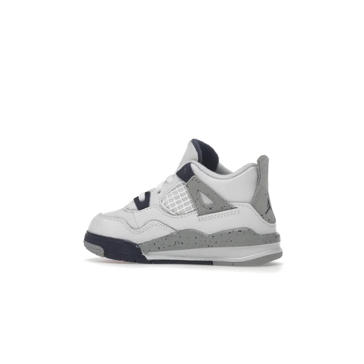 Jordan 4 Retro Midnight Navy (TD) - Image 21 - Only at www.BallersClubKickz.com - Introducing the Jordan 4 Retro Midnight Navy (TD) for kids. White leather upper with navy and grey accents plus fire red detailing. Perfect for everyday wear. Get yours before they sell out.