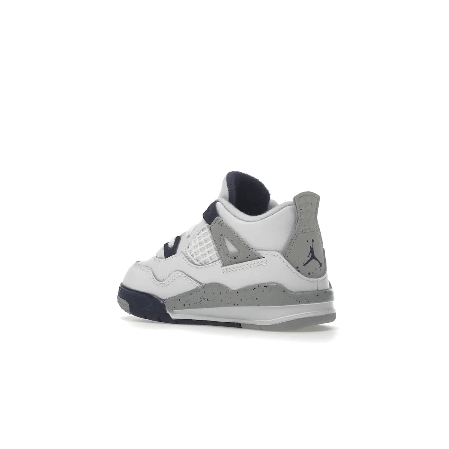 Jordan 4 Retro Midnight Navy (TD) - Image 23 - Only at www.BallersClubKickz.com - Introducing the Jordan 4 Retro Midnight Navy (TD) for kids. White leather upper with navy and grey accents plus fire red detailing. Perfect for everyday wear. Get yours before they sell out.