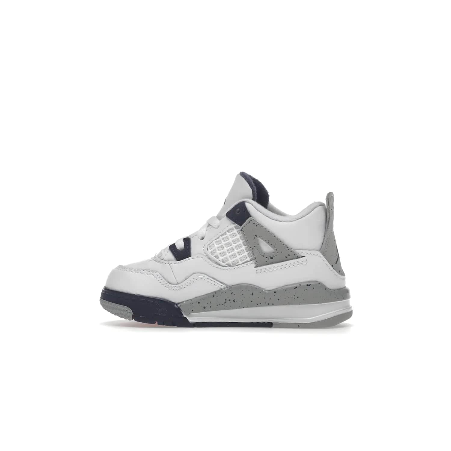 Jordan 4 Retro Midnight Navy (TD) - Image 20 - Only at www.BallersClubKickz.com - Introducing the Jordan 4 Retro Midnight Navy (TD) for kids. White leather upper with navy and grey accents plus fire red detailing. Perfect for everyday wear. Get yours before they sell out.