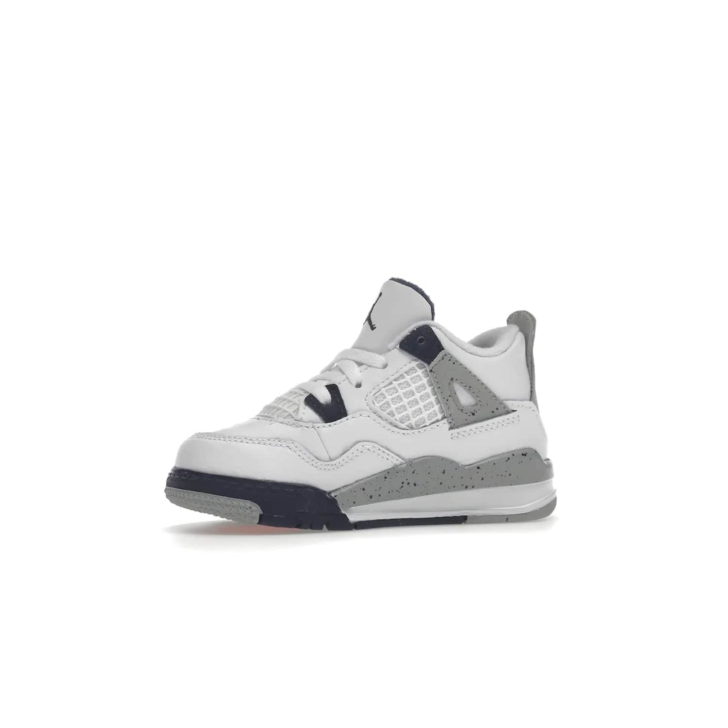 Jordan 4 Retro Midnight Navy (TD) - Image 17 - Only at www.BallersClubKickz.com - Introducing the Jordan 4 Retro Midnight Navy (TD) for kids. White leather upper with navy and grey accents plus fire red detailing. Perfect for everyday wear. Get yours before they sell out.