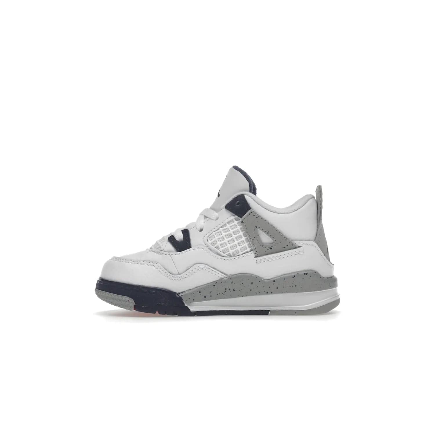 Jordan 4 Retro Midnight Navy (TD) - Image 19 - Only at www.BallersClubKickz.com - Introducing the Jordan 4 Retro Midnight Navy (TD) for kids. White leather upper with navy and grey accents plus fire red detailing. Perfect for everyday wear. Get yours before they sell out.