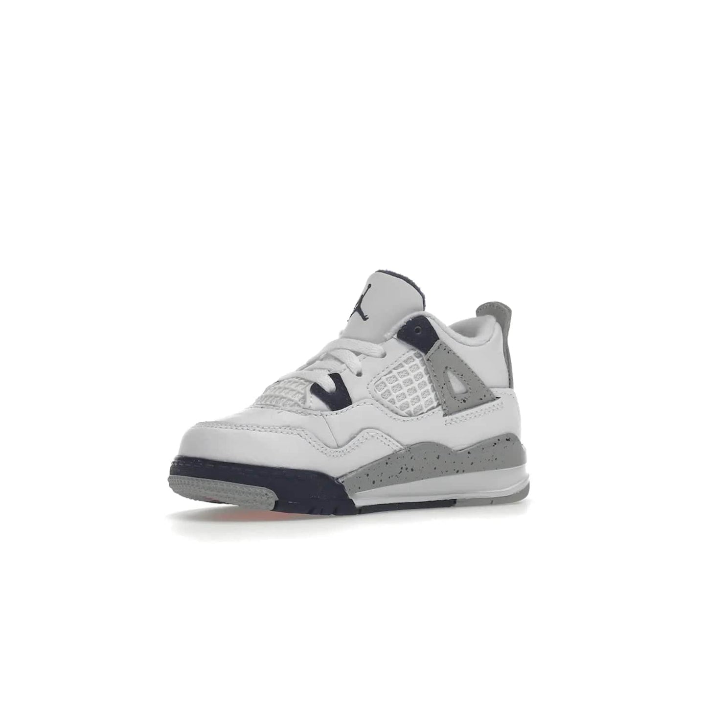 Jordan 4 Retro Midnight Navy (TD) - Image 16 - Only at www.BallersClubKickz.com - Introducing the Jordan 4 Retro Midnight Navy (TD) for kids. White leather upper with navy and grey accents plus fire red detailing. Perfect for everyday wear. Get yours before they sell out.