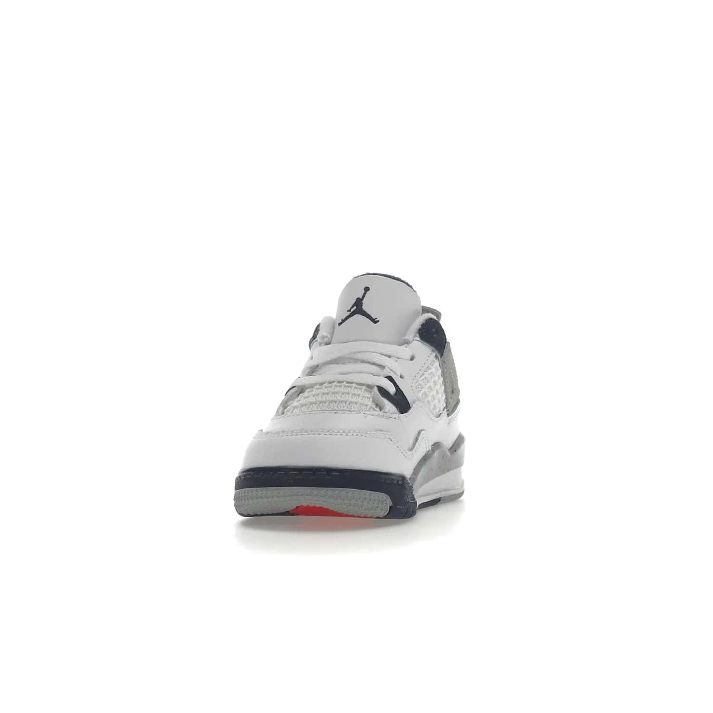 Jordan 4 Retro Midnight Navy (TD) - Image 12 - Only at www.BallersClubKickz.com - Introducing the Jordan 4 Retro Midnight Navy (TD) for kids. White leather upper with navy and grey accents plus fire red detailing. Perfect for everyday wear. Get yours before they sell out.