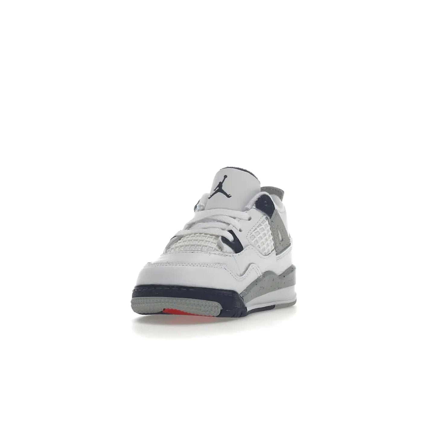Jordan 4 Retro Midnight Navy (TD) - Image 13 - Only at www.BallersClubKickz.com - Introducing the Jordan 4 Retro Midnight Navy (TD) for kids. White leather upper with navy and grey accents plus fire red detailing. Perfect for everyday wear. Get yours before they sell out.