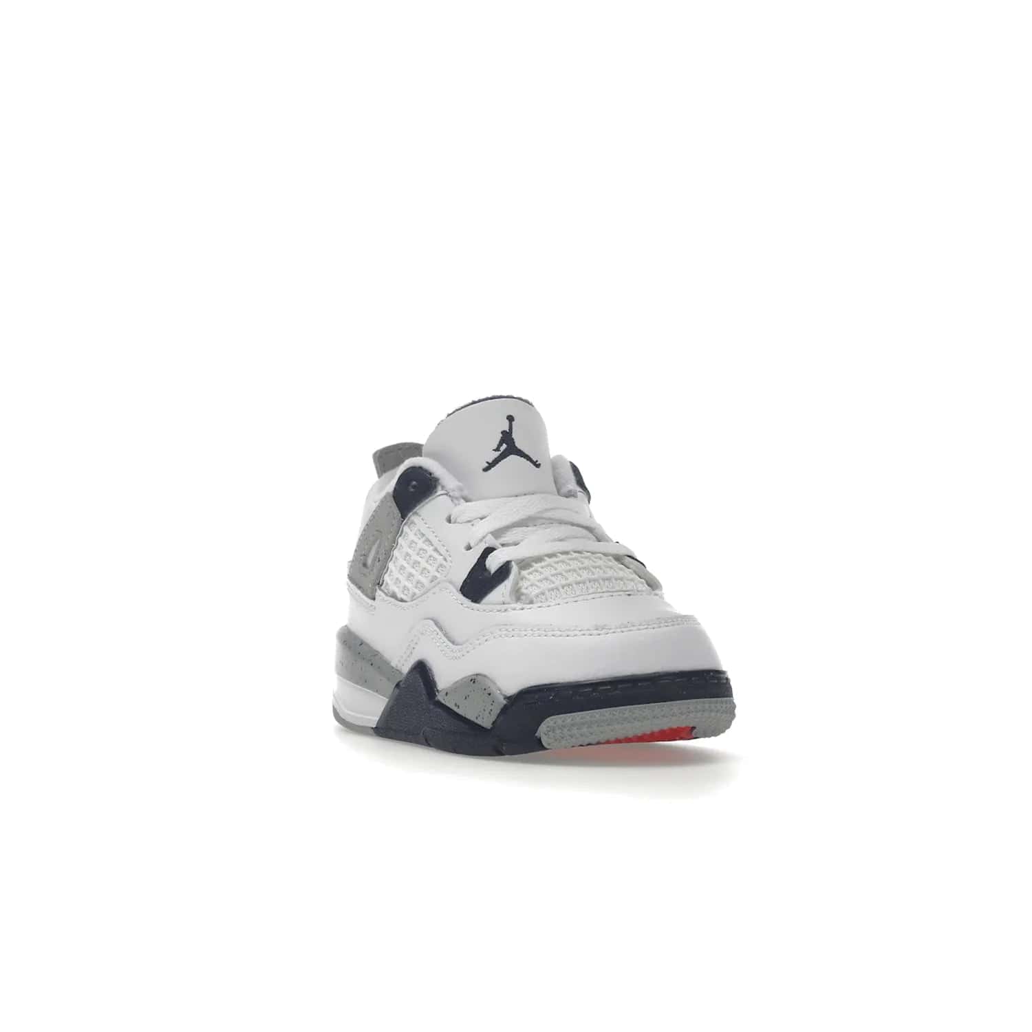 Jordan 4 Retro Midnight Navy (TD) - Image 7 - Only at www.BallersClubKickz.com - Introducing the Jordan 4 Retro Midnight Navy (TD) for kids. White leather upper with navy and grey accents plus fire red detailing. Perfect for everyday wear. Get yours before they sell out.