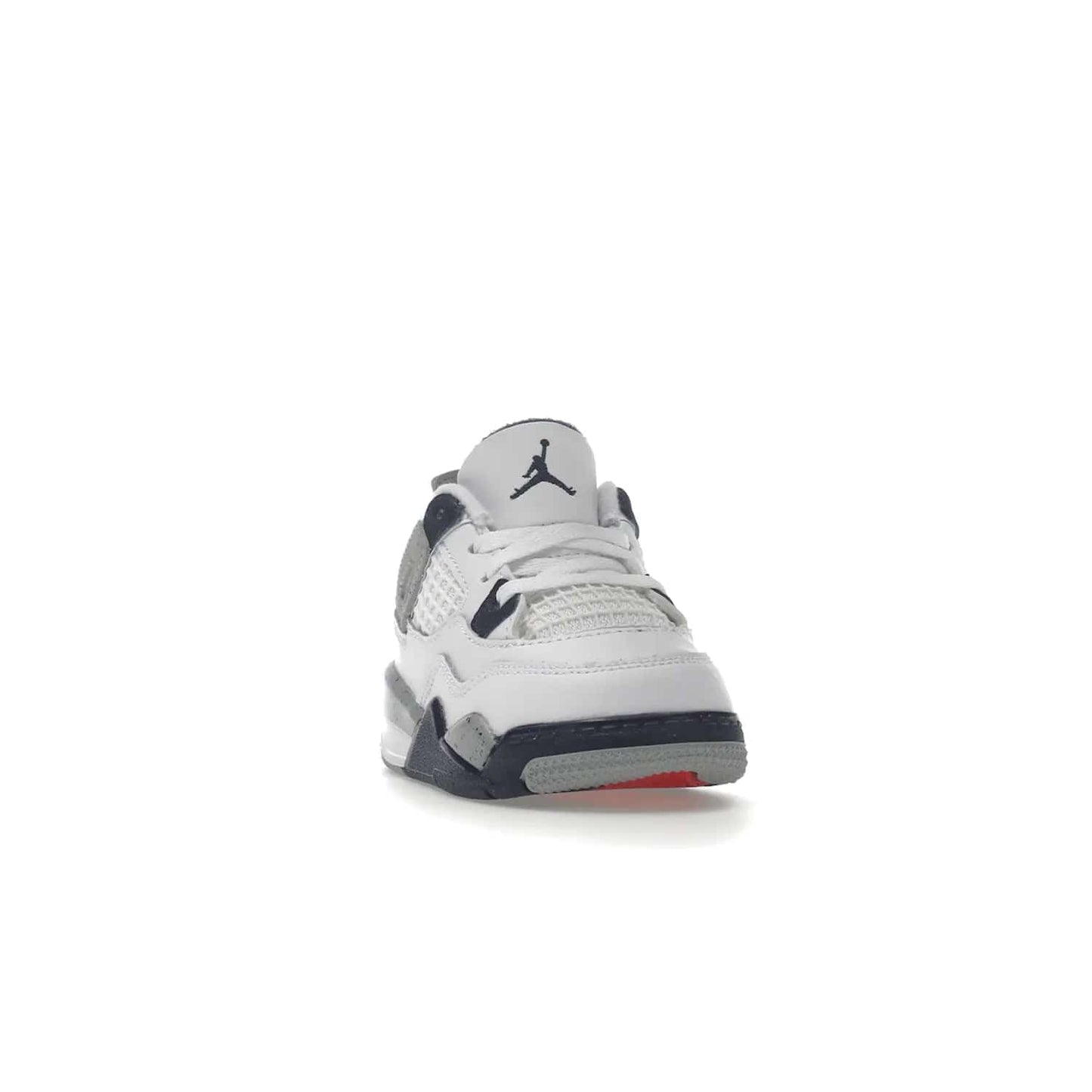 Jordan 4 Retro Midnight Navy (TD) - Image 8 - Only at www.BallersClubKickz.com - Introducing the Jordan 4 Retro Midnight Navy (TD) for kids. White leather upper with navy and grey accents plus fire red detailing. Perfect for everyday wear. Get yours before they sell out.