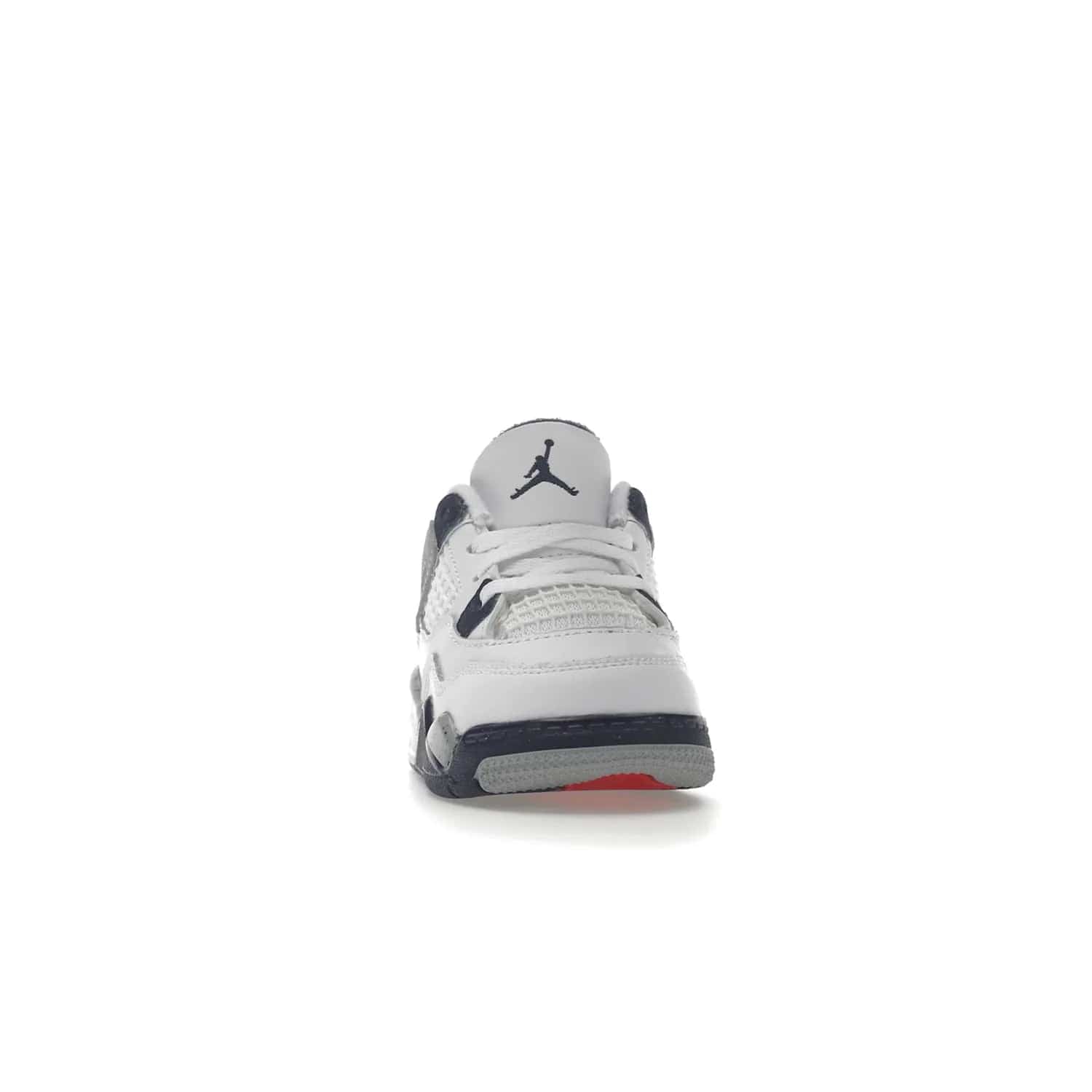Jordan 4 Retro Midnight Navy (TD) - Image 9 - Only at www.BallersClubKickz.com - Introducing the Jordan 4 Retro Midnight Navy (TD) for kids. White leather upper with navy and grey accents plus fire red detailing. Perfect for everyday wear. Get yours before they sell out.