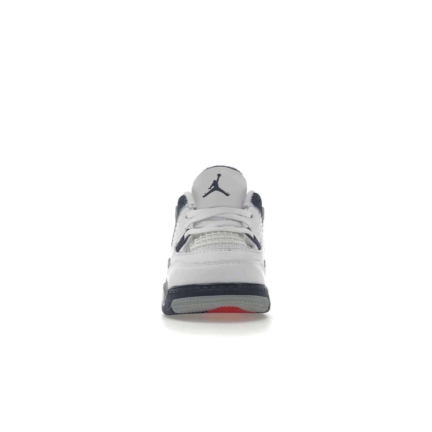 Jordan 4 Retro Midnight Navy (TD) - Image 10 - Only at www.BallersClubKickz.com - Introducing the Jordan 4 Retro Midnight Navy (TD) for kids. White leather upper with navy and grey accents plus fire red detailing. Perfect for everyday wear. Get yours before they sell out.