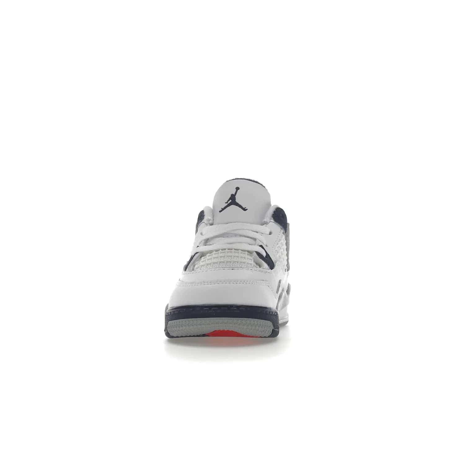 Jordan 4 Retro Midnight Navy (TD) - Image 11 - Only at www.BallersClubKickz.com - Introducing the Jordan 4 Retro Midnight Navy (TD) for kids. White leather upper with navy and grey accents plus fire red detailing. Perfect for everyday wear. Get yours before they sell out.