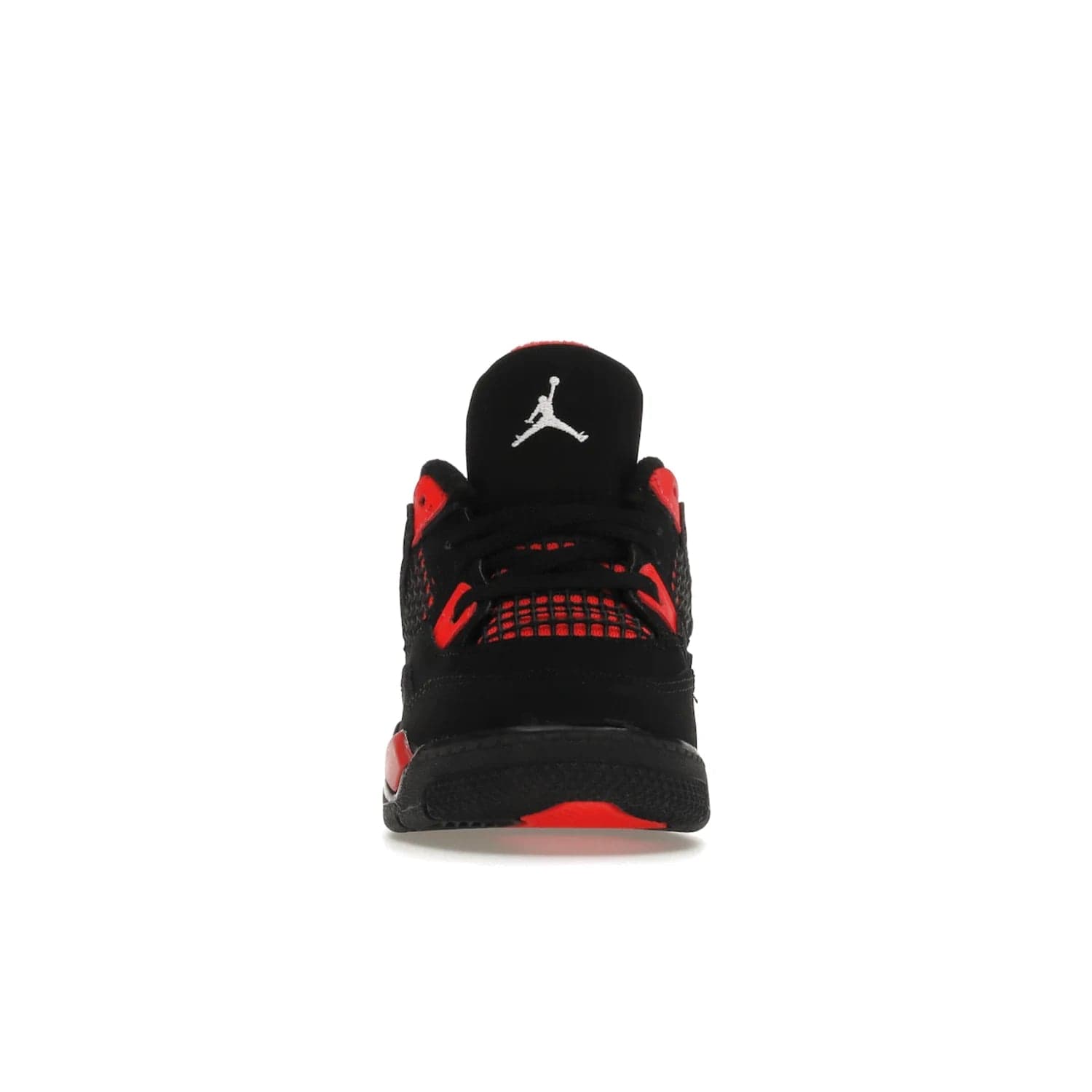 Jordan 4 Retro Red Thunder (TD) - Image 10 - Only at www.BallersClubKickz.com - This Air Jordan 4 Retro (TD) combines black nubuck with crimson detailing for a unique two-tone colorblocking. Visible Air-sole cushioning and Jumpman branding provide comfort and style. Kids-exclusive, released January 2022, at $60.