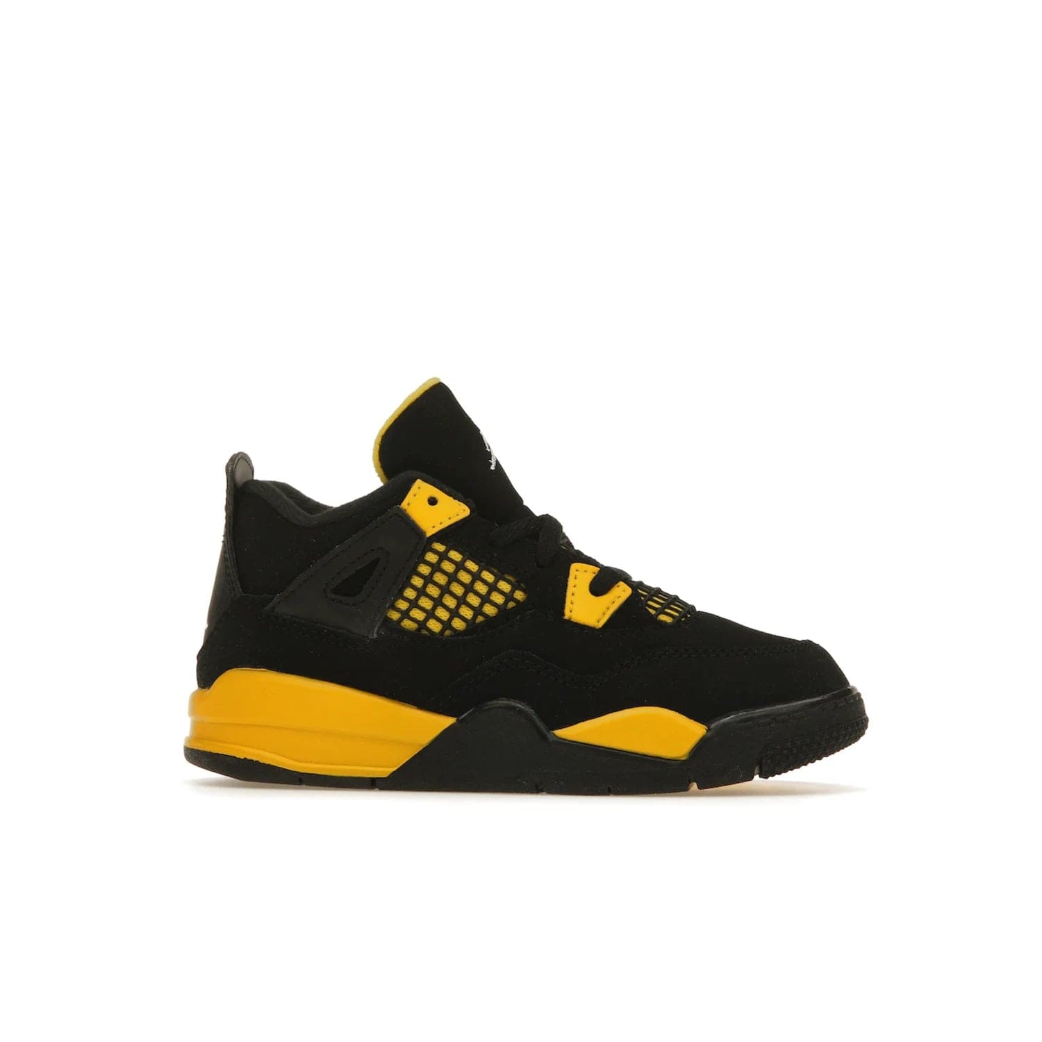 Jordan 4 Retro Thunder (2023) (TD) - Image 2 - Only at www.BallersClubKickz.com - Introducing the Jordan 4 Retro Thunder (2023) (TD): All-Black upper with Tour Yellow accents & Nike Air cushioning. Releasing in 2023.