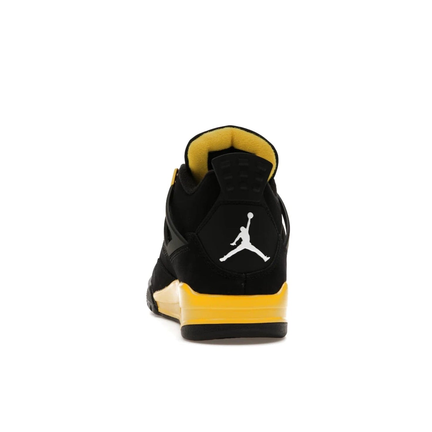 Jordan 4 Retro Thunder (2023) - Image 27 - Only at www.BallersClubKickz.com - Iconic Air Jordan 4 Retro Thunder (2023) returns with black nubuck upper and Tour Yellow details. Featuring Jumpman logo on heel tab, tongue and insoles. Dropping May 13th, 2023.