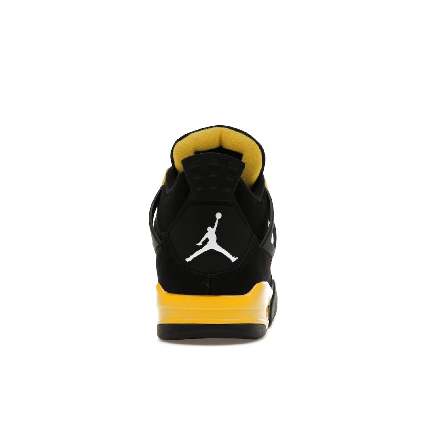 Jordan 4 Retro Thunder (2023) - Image 28 - Only at www.BallersClubKickz.com - Iconic Air Jordan 4 Retro Thunder (2023) returns with black nubuck upper and Tour Yellow details. Featuring Jumpman logo on heel tab, tongue and insoles. Dropping May 13th, 2023.