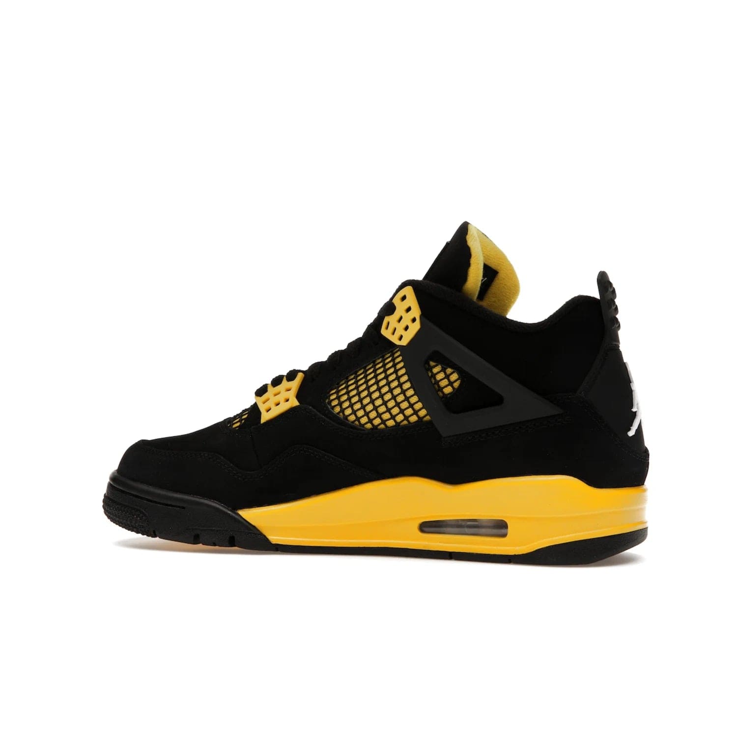 Jordan 4 Retro Thunder (2023) - Image 21 - Only at www.BallersClubKickz.com - Iconic Air Jordan 4 Retro Thunder (2023) returns with black nubuck upper and Tour Yellow details. Featuring Jumpman logo on heel tab, tongue and insoles. Dropping May 13th, 2023.