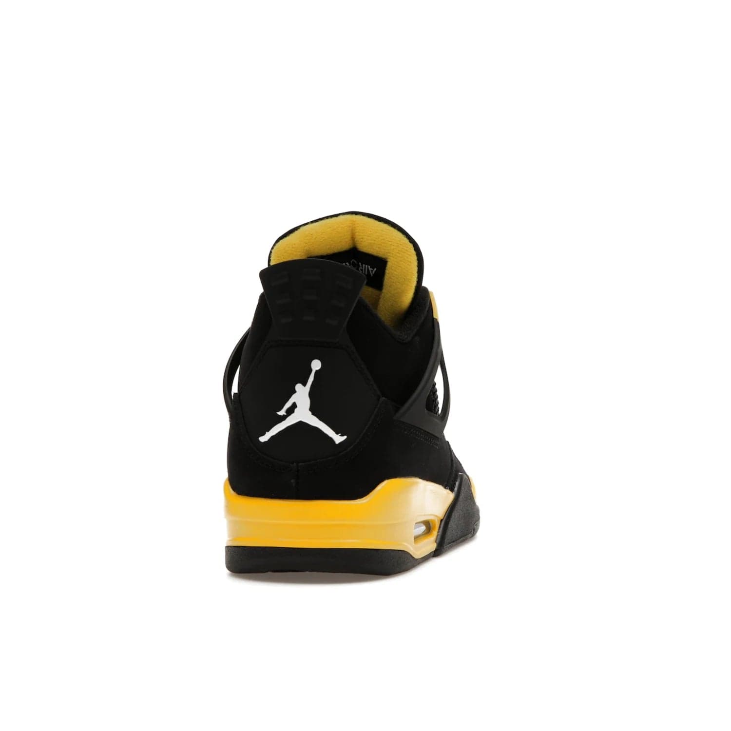 Jordan 4 Retro Thunder (2023) - Image 29 - Only at www.BallersClubKickz.com - Iconic Air Jordan 4 Retro Thunder (2023) returns with black nubuck upper and Tour Yellow details. Featuring Jumpman logo on heel tab, tongue and insoles. Dropping May 13th, 2023.