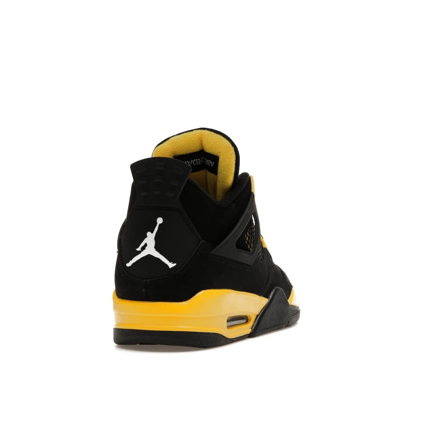 Jordan 4 Retro Thunder (2023) - Image 30 - Only at www.BallersClubKickz.com - Iconic Air Jordan 4 Retro Thunder (2023) returns with black nubuck upper and Tour Yellow details. Featuring Jumpman logo on heel tab, tongue and insoles. Dropping May 13th, 2023.