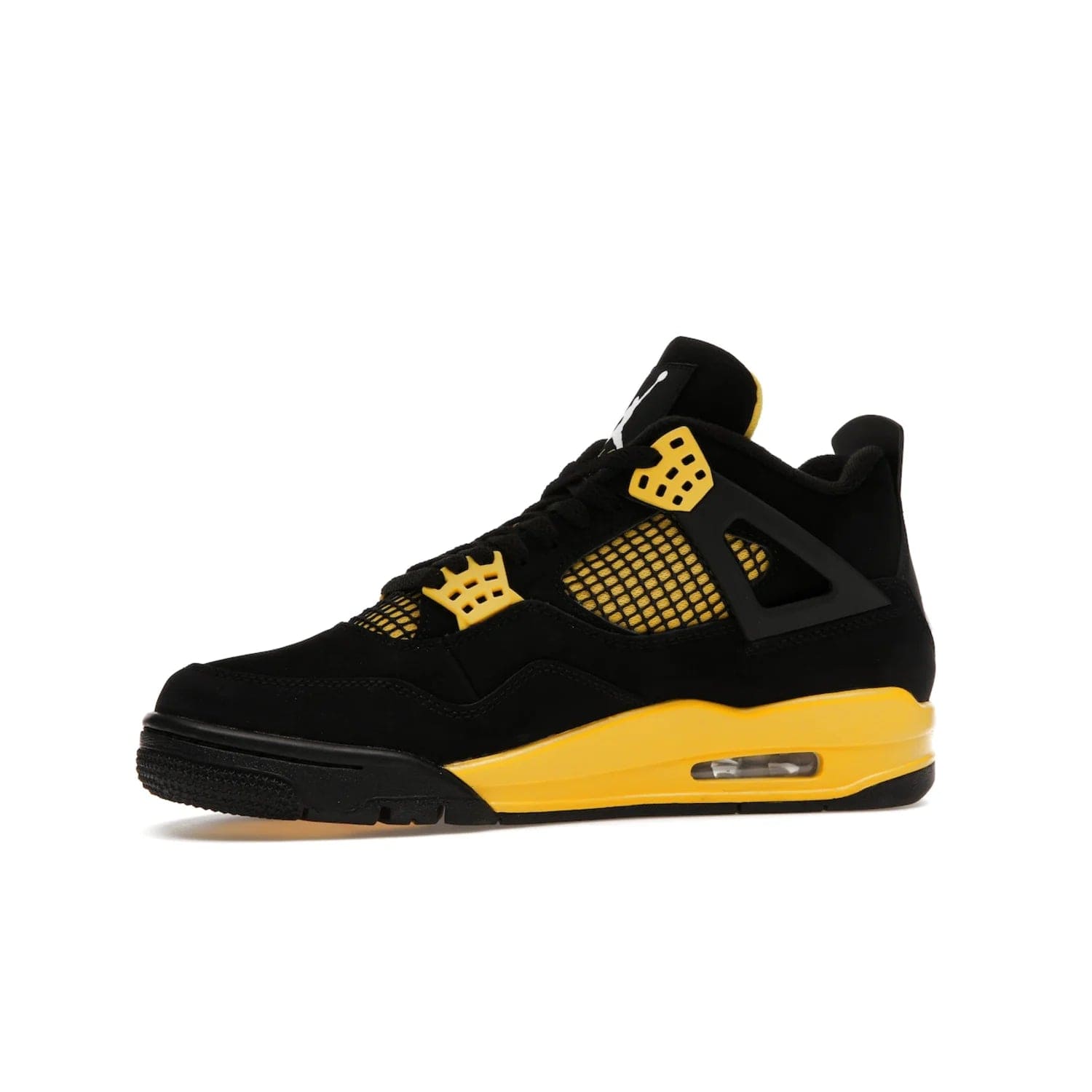 Jordan 4 Retro Thunder (2023) - Image 17 - Only at www.BallersClubKickz.com - Iconic Air Jordan 4 Retro Thunder (2023) returns with black nubuck upper and Tour Yellow details. Featuring Jumpman logo on heel tab, tongue and insoles. Dropping May 13th, 2023.