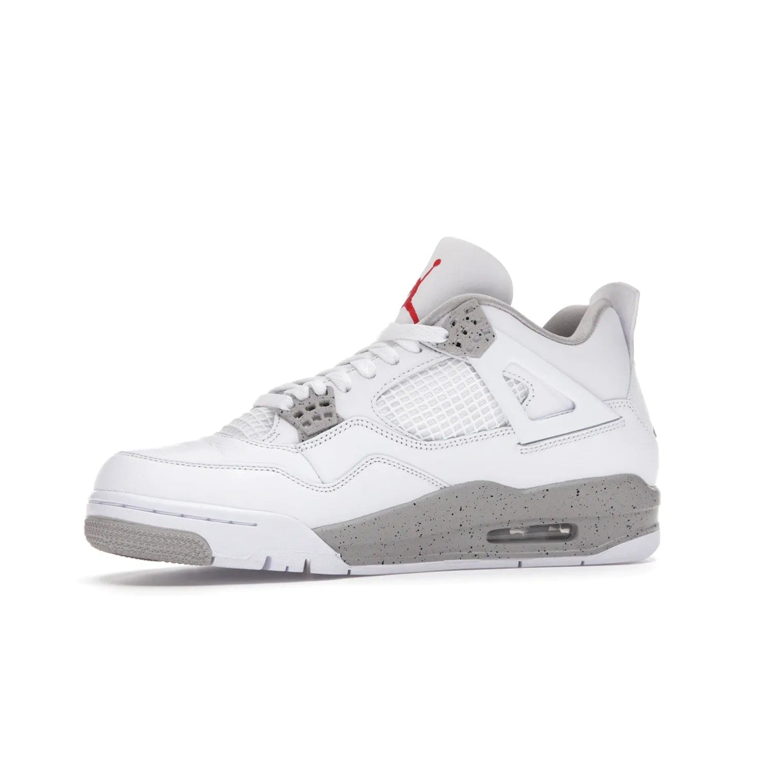 Jordan 4 Retro White Oreo (2021) - Image 17 - Only at www.BallersClubKickz.com - Update your sneaker style with the Air Jordan 4 Retro White Oreo. Limited-edition sneaker features white leather and mesh upper, Tech Grey eyelets and midsole, Jumpman logo embroidered on the tongue, and more. Released exclusively on Saturday, July 3rd.