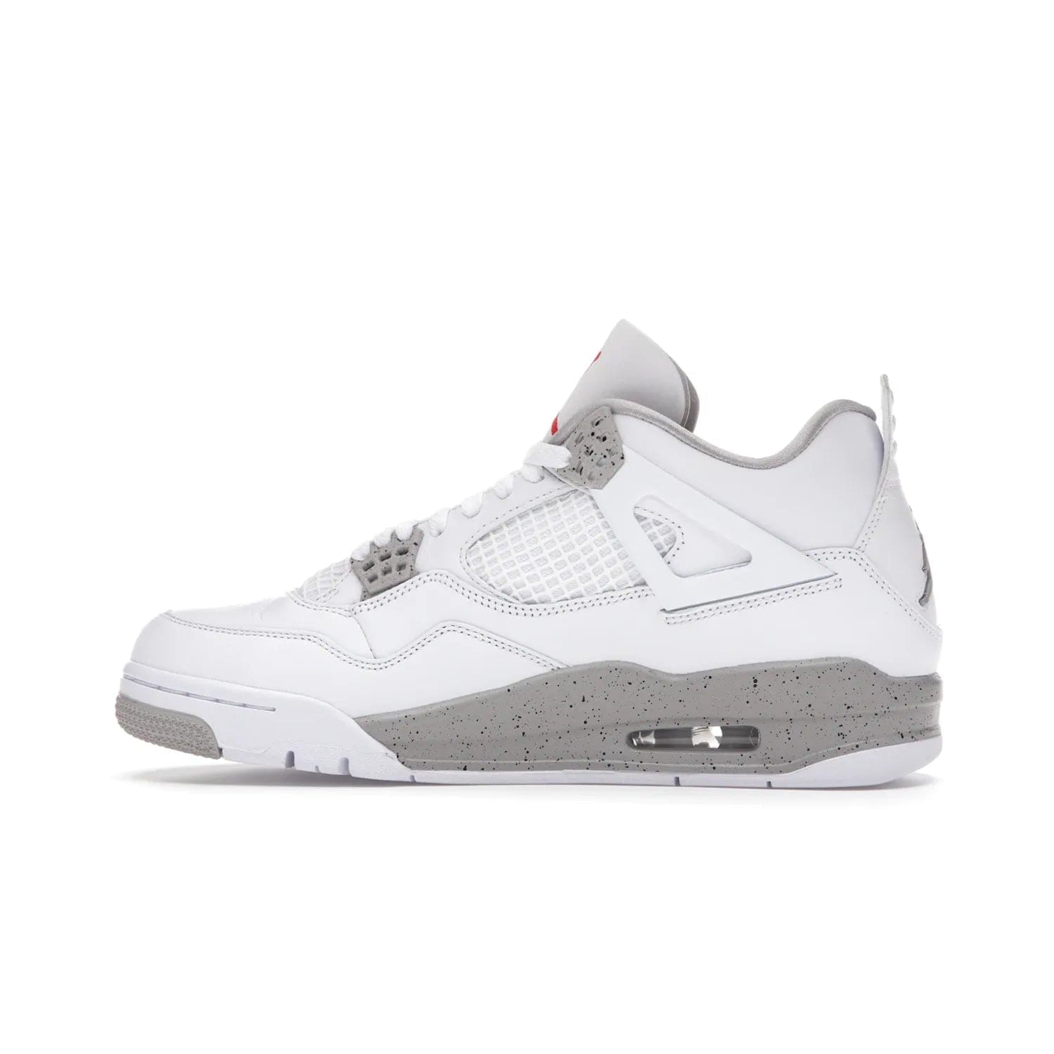 Jordan 4 Retro White Oreo (2021) - Image 20 - Only at www.BallersClubKickz.com - Update your sneaker style with the Air Jordan 4 Retro White Oreo. Limited-edition sneaker features white leather and mesh upper, Tech Grey eyelets and midsole, Jumpman logo embroidered on the tongue, and more. Released exclusively on Saturday, July 3rd.