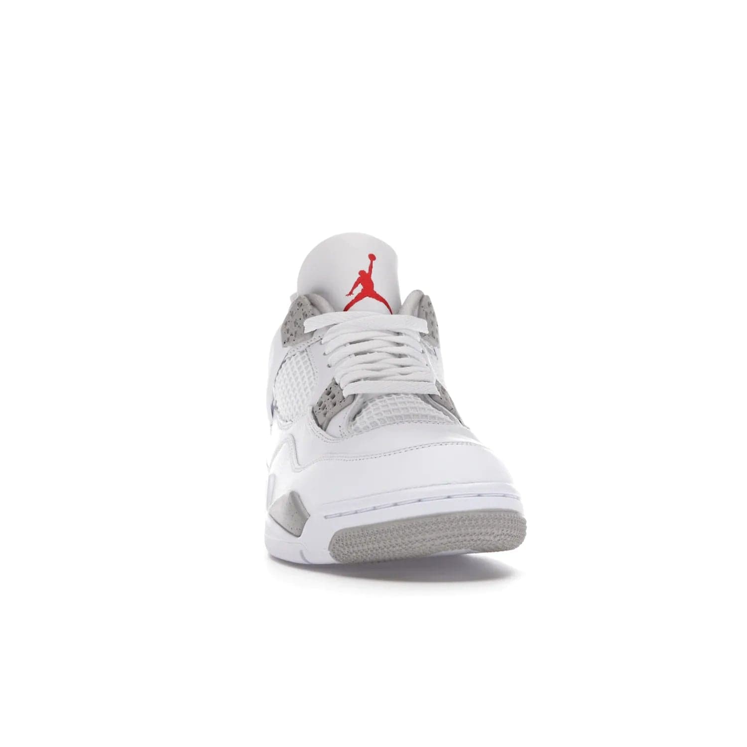Jordan 4 Retro White Oreo (2021) - Image 9 - Only at www.BallersClubKickz.com - Update your sneaker style with the Air Jordan 4 Retro White Oreo. Limited-edition sneaker features white leather and mesh upper, Tech Grey eyelets and midsole, Jumpman logo embroidered on the tongue, and more. Released exclusively on Saturday, July 3rd.