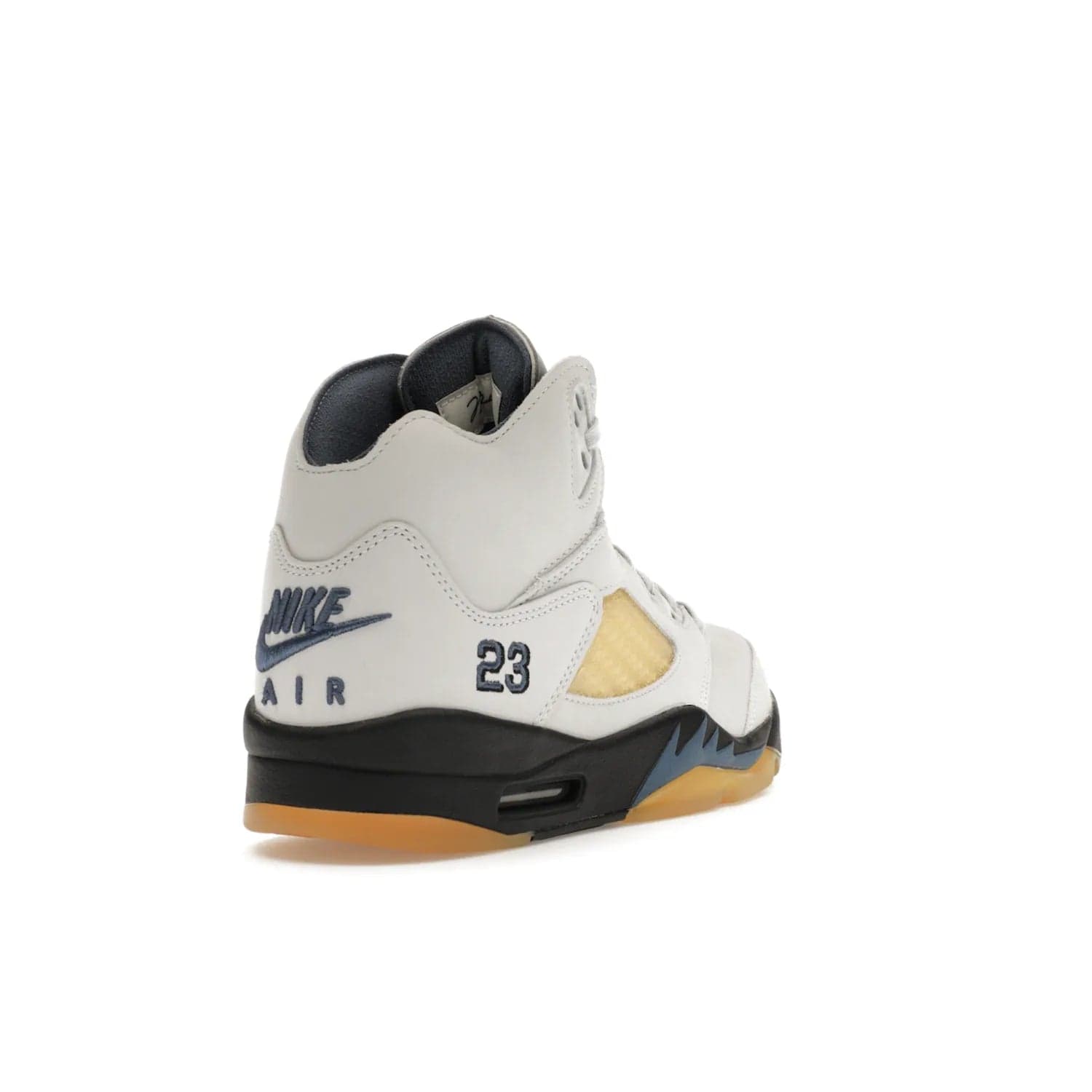 Jordan 5 Retro A Ma Maniére Dawn (Women's) - Image 31 - Only at www.BallersClubKickz.com - Catch the exclusive Air Jordan 5 Retro A Ma Maniére "Dawn" – a modern classic that combines elegance and street style. Get a gleaming metallic silver tongue, the iconic "23" heel, and signature shark teeth pattern. A Photon Dust/Black/Diffused Blue/Pale Ivory colorway, slimmed-down collar, and pre-yellowed quarter panel netting make this sneaker a must-have. Get your pair on November 17 and seize