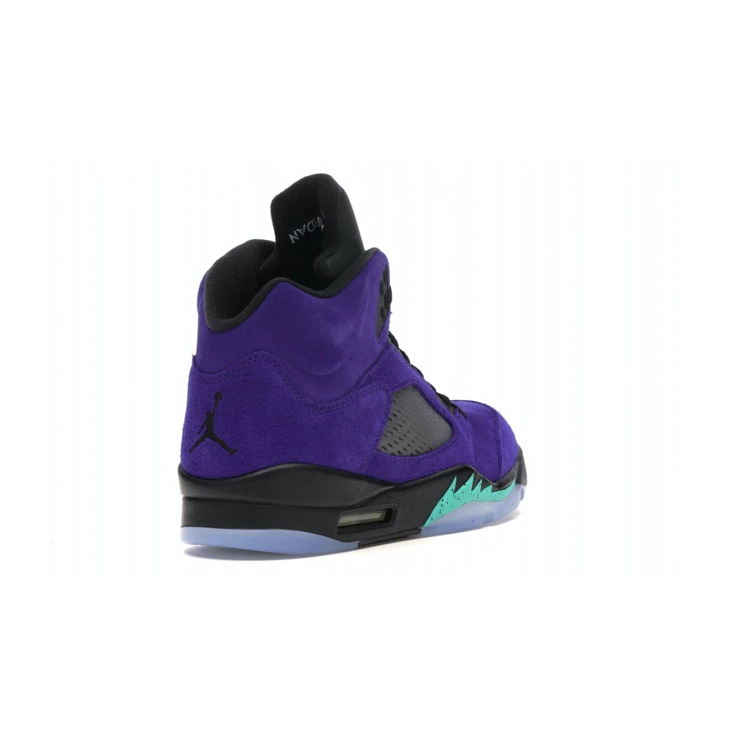 Jordan 5 Retro Alternate Grape - Image 31 - Only at www.BallersClubKickz.com - Bring the classic Jordan 5 Retro Alternate Grape to your sneaker collection! Featuring a purple suede upper, charcoal underlays, green detailing, and an icy and green outsole. Releasing for the first time since 1990, don't miss this chance to add a piece of sneaker history to your collection.
