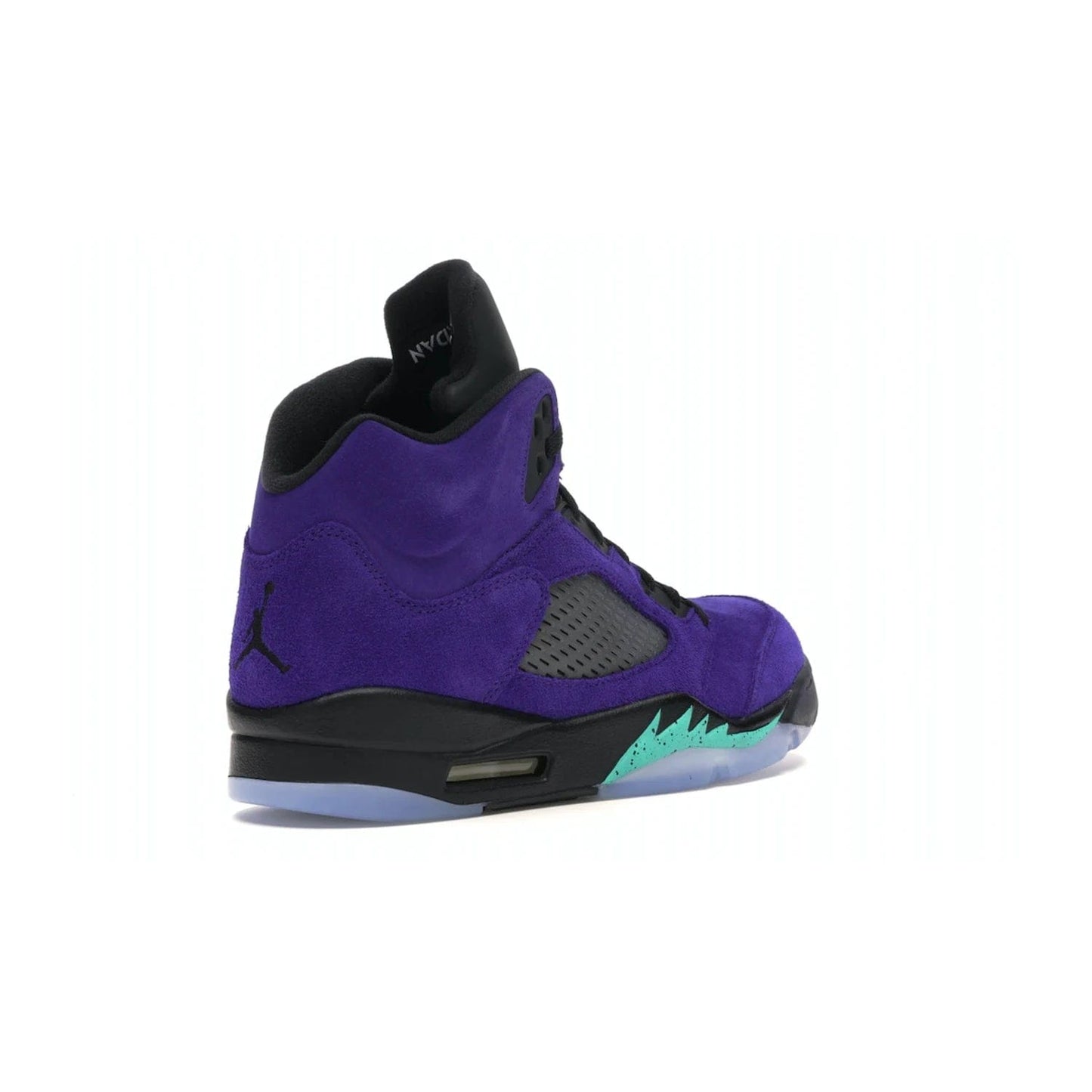 Jordan 5 Retro Alternate Grape - Image 32 - Only at www.BallersClubKickz.com - Bring the classic Jordan 5 Retro Alternate Grape to your sneaker collection! Featuring a purple suede upper, charcoal underlays, green detailing, and an icy and green outsole. Releasing for the first time since 1990, don't miss this chance to add a piece of sneaker history to your collection.