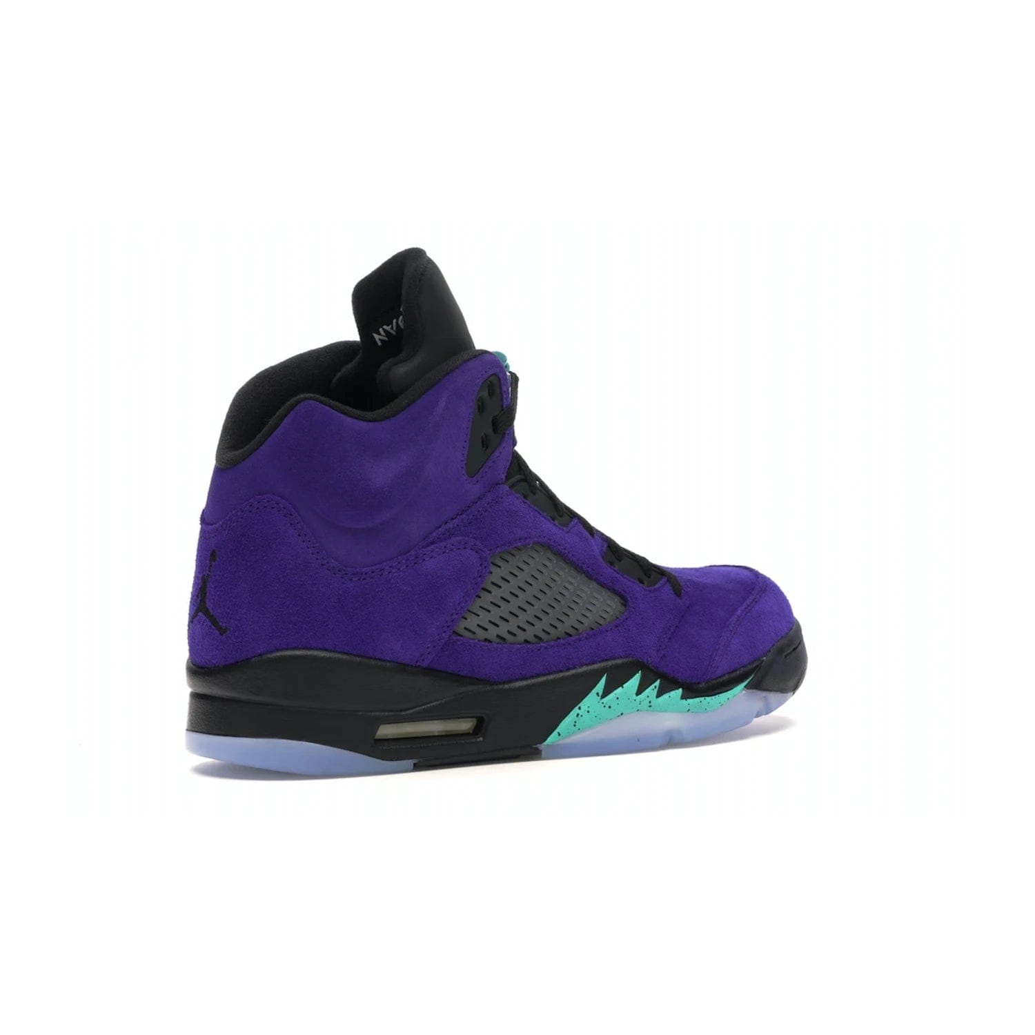 Jordan 5 Retro Alternate Grape - Image 33 - Only at www.BallersClubKickz.com - Bring the classic Jordan 5 Retro Alternate Grape to your sneaker collection! Featuring a purple suede upper, charcoal underlays, green detailing, and an icy and green outsole. Releasing for the first time since 1990, don't miss this chance to add a piece of sneaker history to your collection.