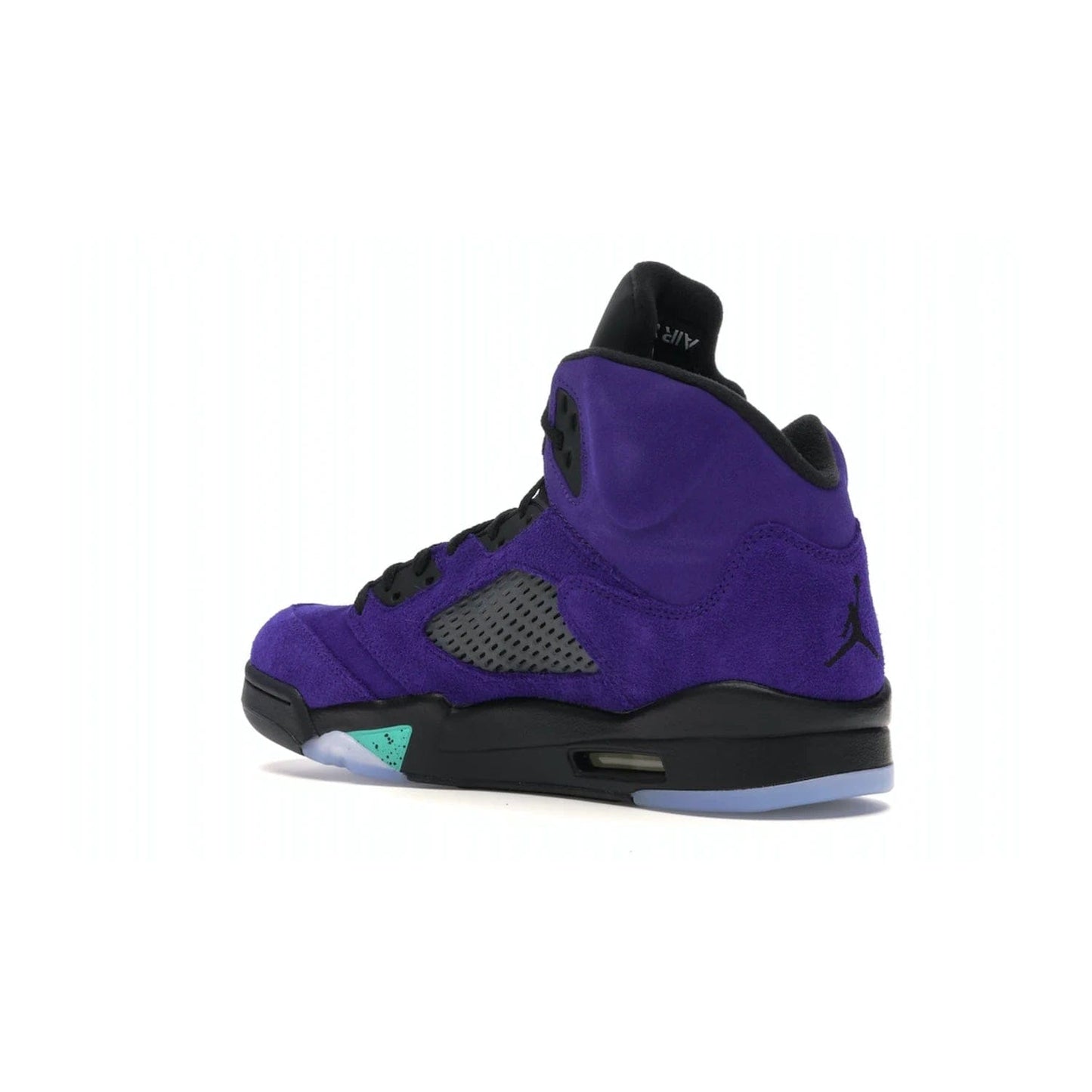 Jordan 5 Retro Alternate Grape - Image 23 - Only at www.BallersClubKickz.com - Bring the classic Jordan 5 Retro Alternate Grape to your sneaker collection! Featuring a purple suede upper, charcoal underlays, green detailing, and an icy and green outsole. Releasing for the first time since 1990, don't miss this chance to add a piece of sneaker history to your collection.