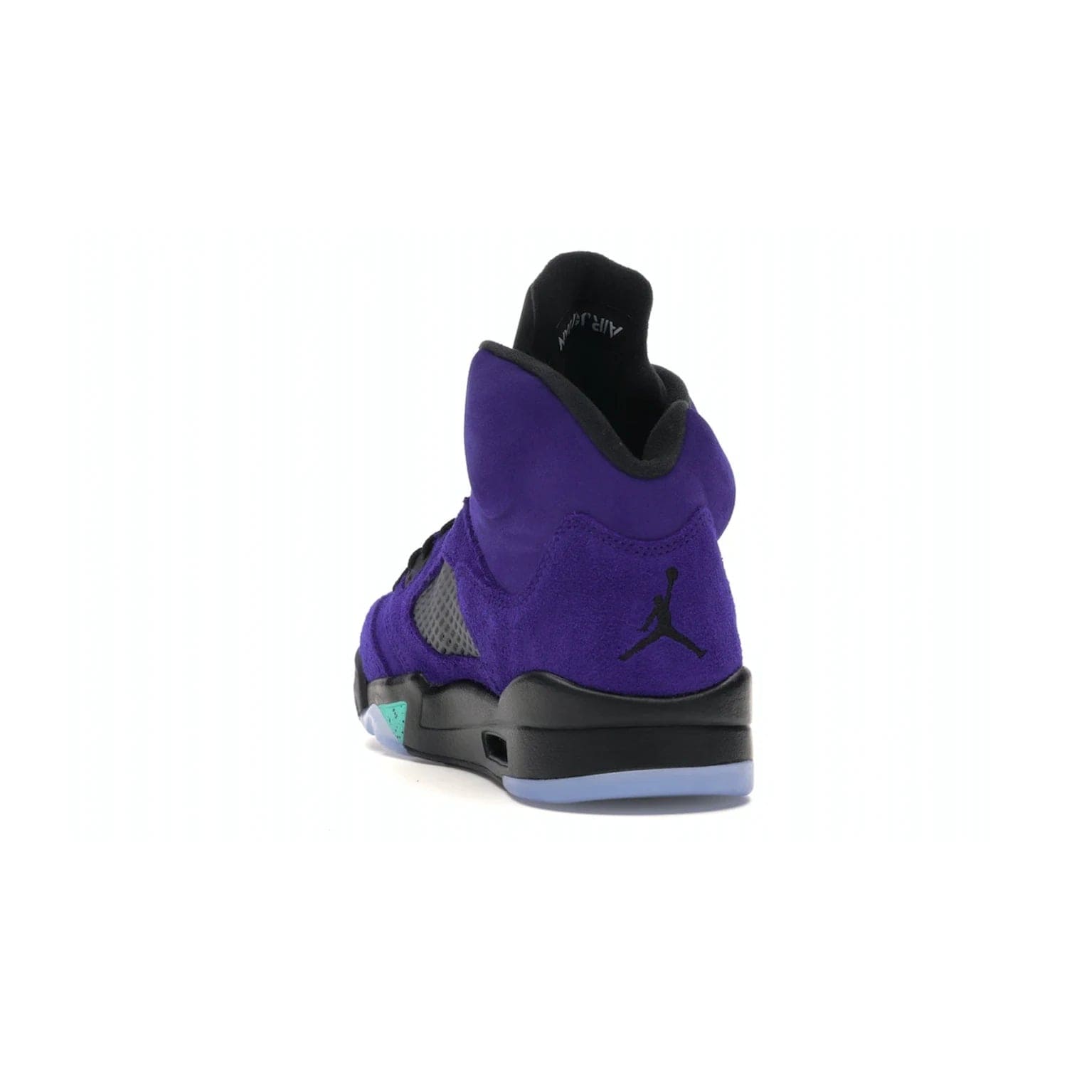 Jordan 5 Retro Alternate Grape - Image 26 - Only at www.BallersClubKickz.com - Bring the classic Jordan 5 Retro Alternate Grape to your sneaker collection! Featuring a purple suede upper, charcoal underlays, green detailing, and an icy and green outsole. Releasing for the first time since 1990, don't miss this chance to add a piece of sneaker history to your collection.