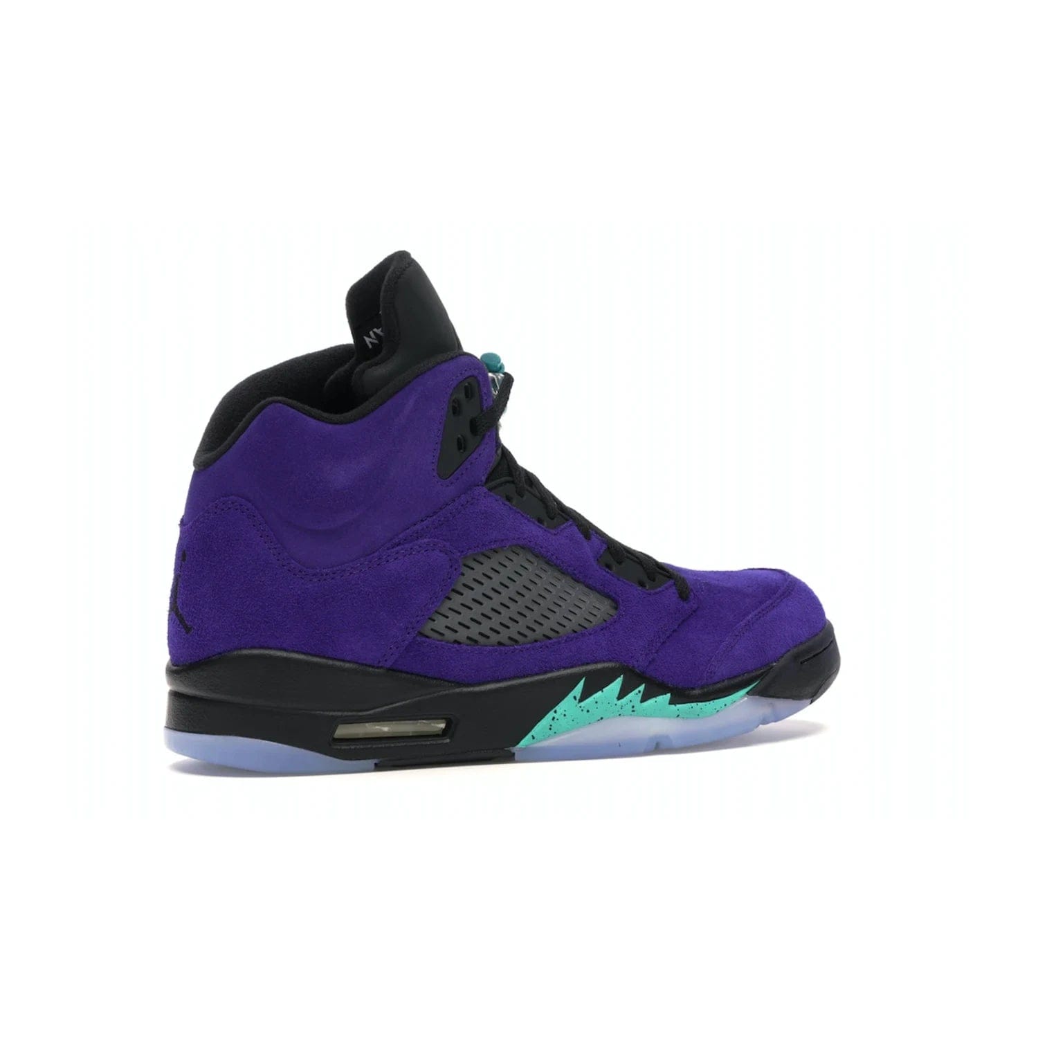 Jordan 5 Retro Alternate Grape - Image 34 - Only at www.BallersClubKickz.com - Bring the classic Jordan 5 Retro Alternate Grape to your sneaker collection! Featuring a purple suede upper, charcoal underlays, green detailing, and an icy and green outsole. Releasing for the first time since 1990, don't miss this chance to add a piece of sneaker history to your collection.