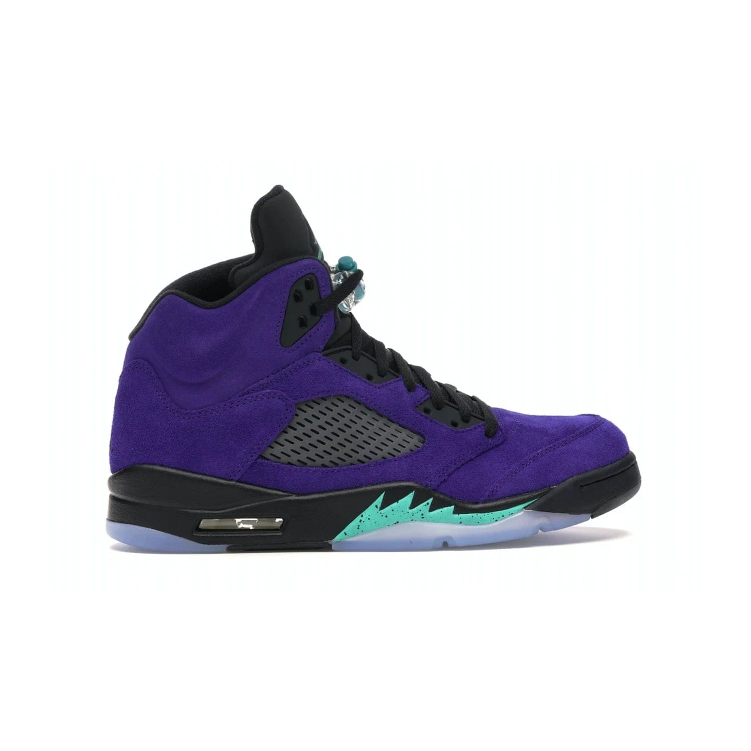 Jordan 5 Retro Alternate Grape - Image 36 - Only at www.BallersClubKickz.com - Bring the classic Jordan 5 Retro Alternate Grape to your sneaker collection! Featuring a purple suede upper, charcoal underlays, green detailing, and an icy and green outsole. Releasing for the first time since 1990, don't miss this chance to add a piece of sneaker history to your collection.