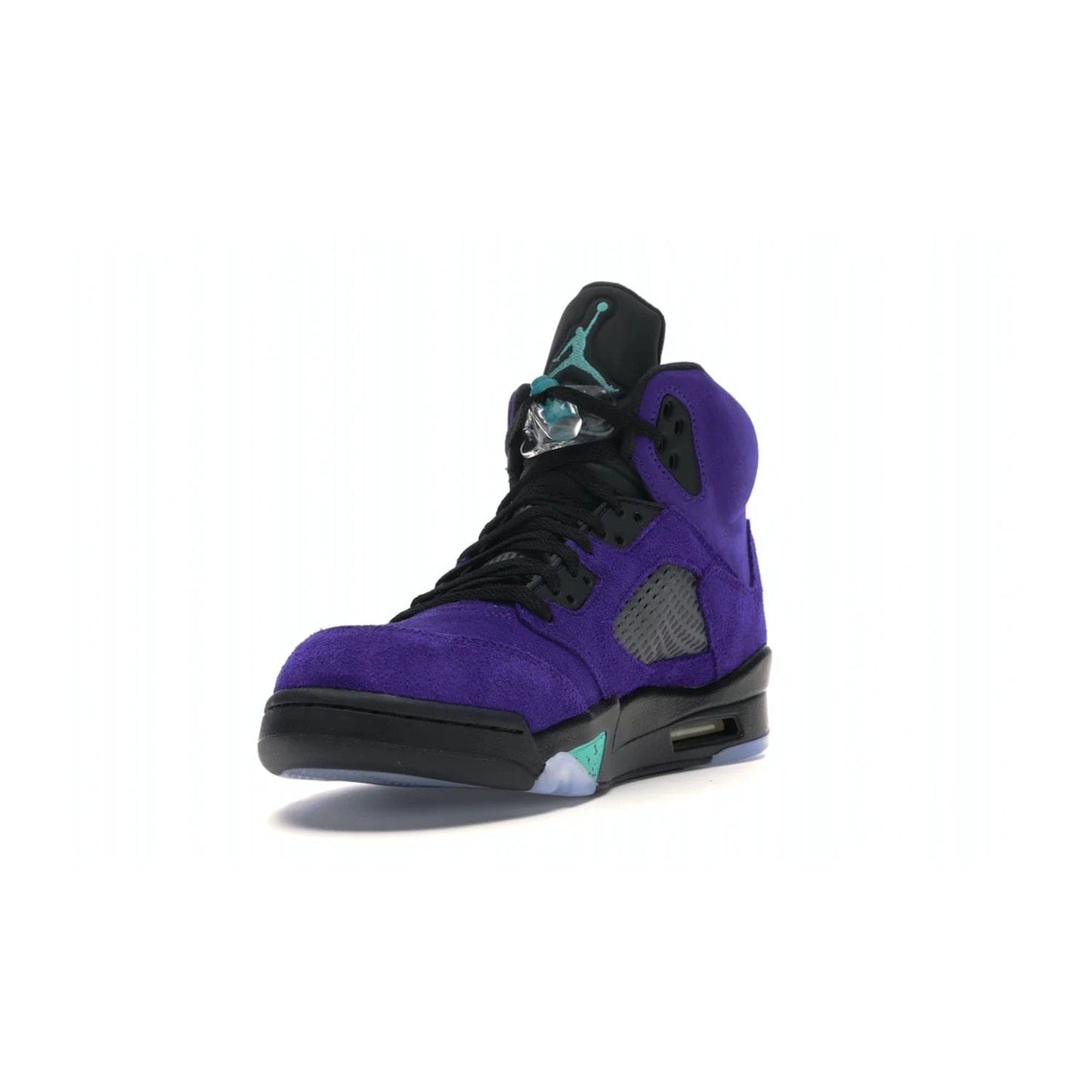 Jordan 5 Retro Alternate Grape - Image 13 - Only at www.BallersClubKickz.com - Bring the classic Jordan 5 Retro Alternate Grape to your sneaker collection! Featuring a purple suede upper, charcoal underlays, green detailing, and an icy and green outsole. Releasing for the first time since 1990, don't miss this chance to add a piece of sneaker history to your collection.